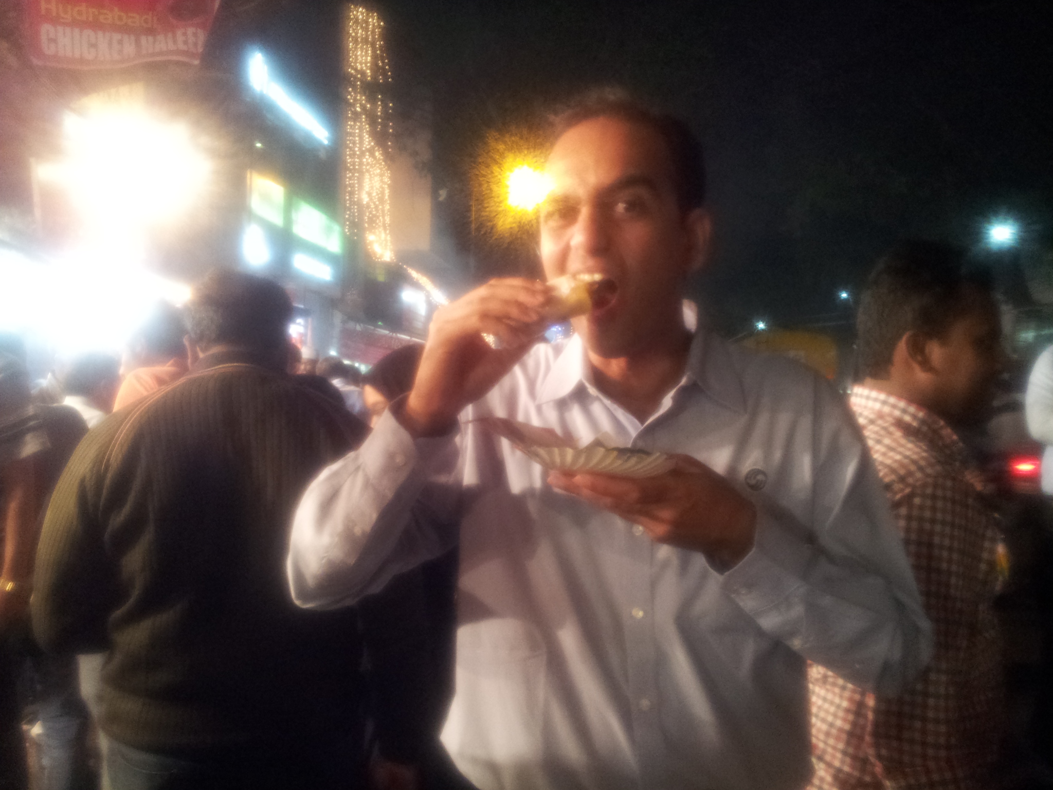 Rueben posing with a crab roll.