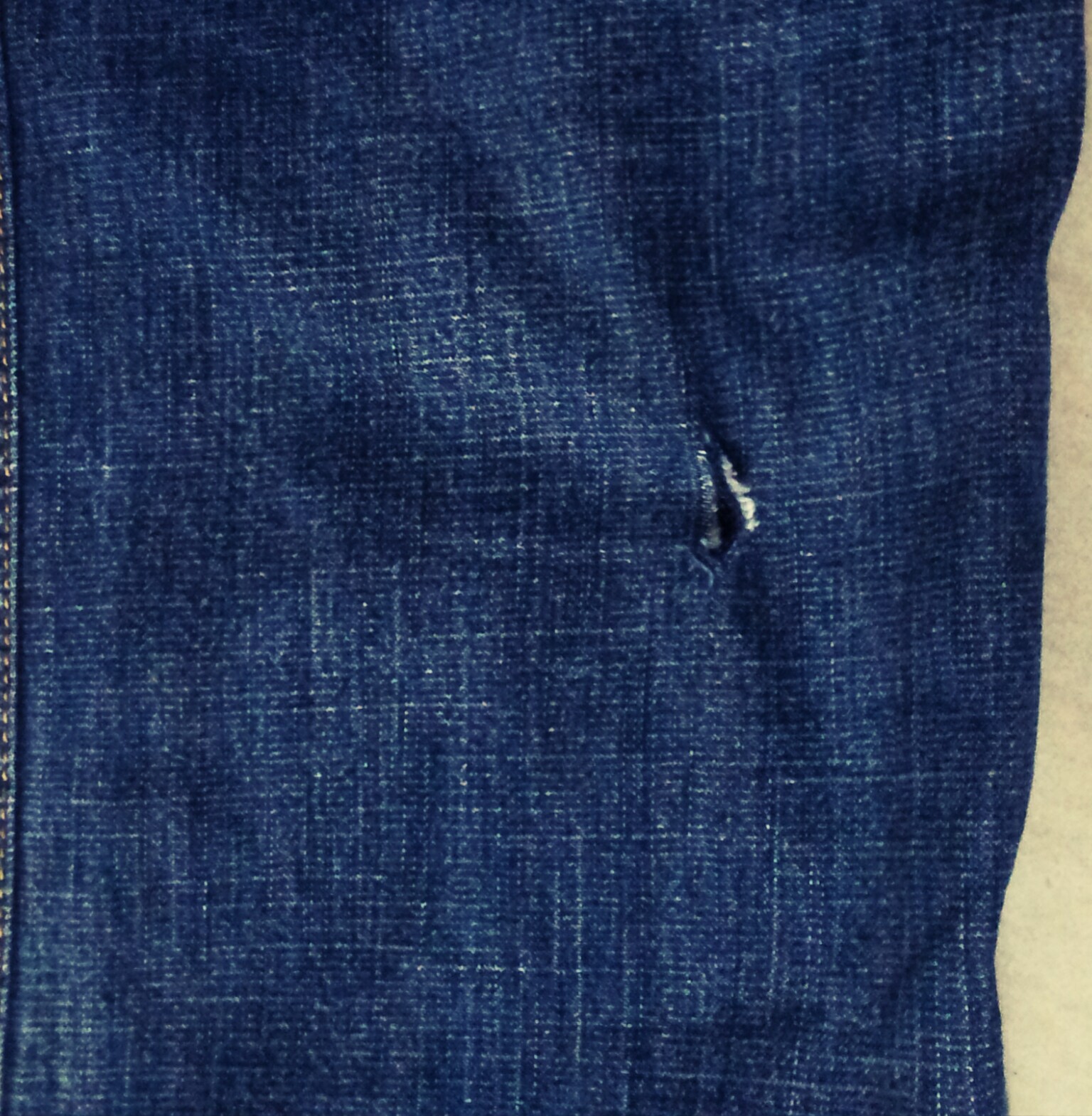 Canine teeth ripped my jeans.