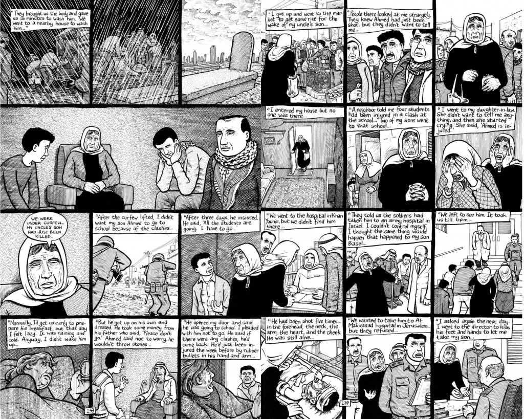 And there are stories like these—Pilgrimage from chapter eight—where Joe Sacco demonstrates extreme discipline in his layout.