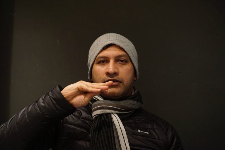 Partho doing a coin-flip.