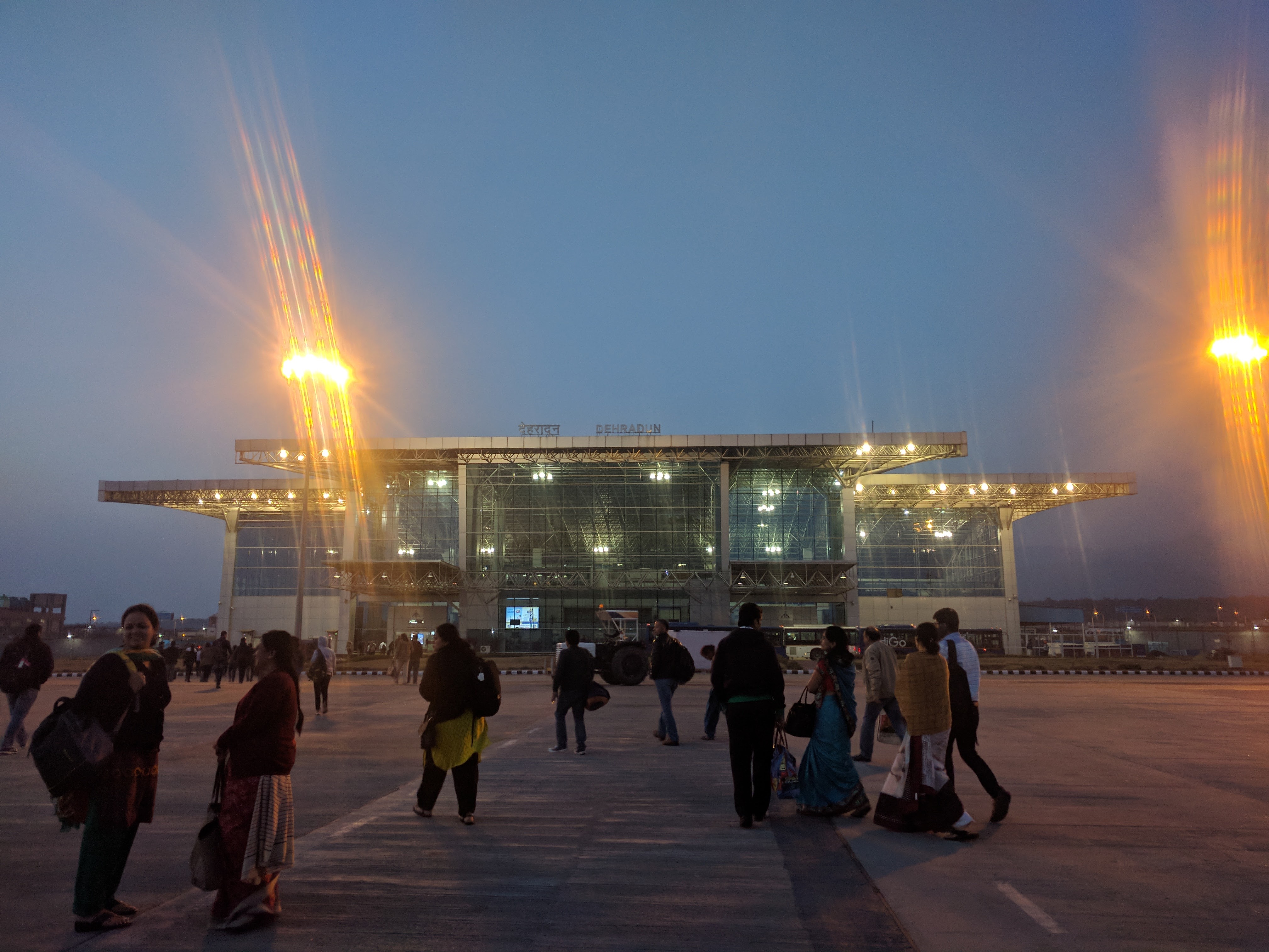 At 5:30 PM, it was already quite dark at Jolly Grant airport.