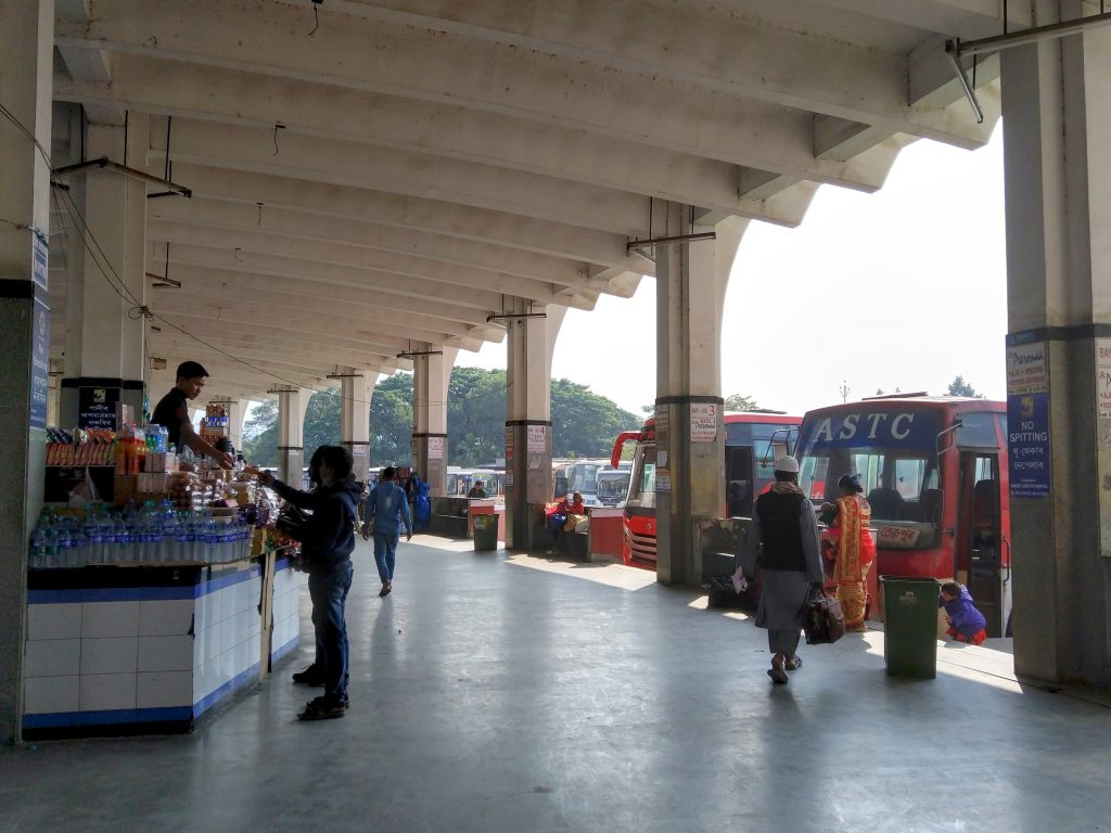 Guwahati ISBT. Note the lack of din and hustle that is characteristic of such nodal ISBTs. Also note that no one is wearing face masks.