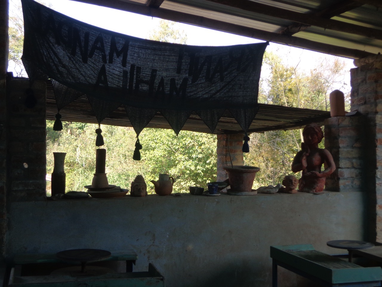Pottery wheels. One can take classes for Rs 150 an hour, provided that the trainers are available.