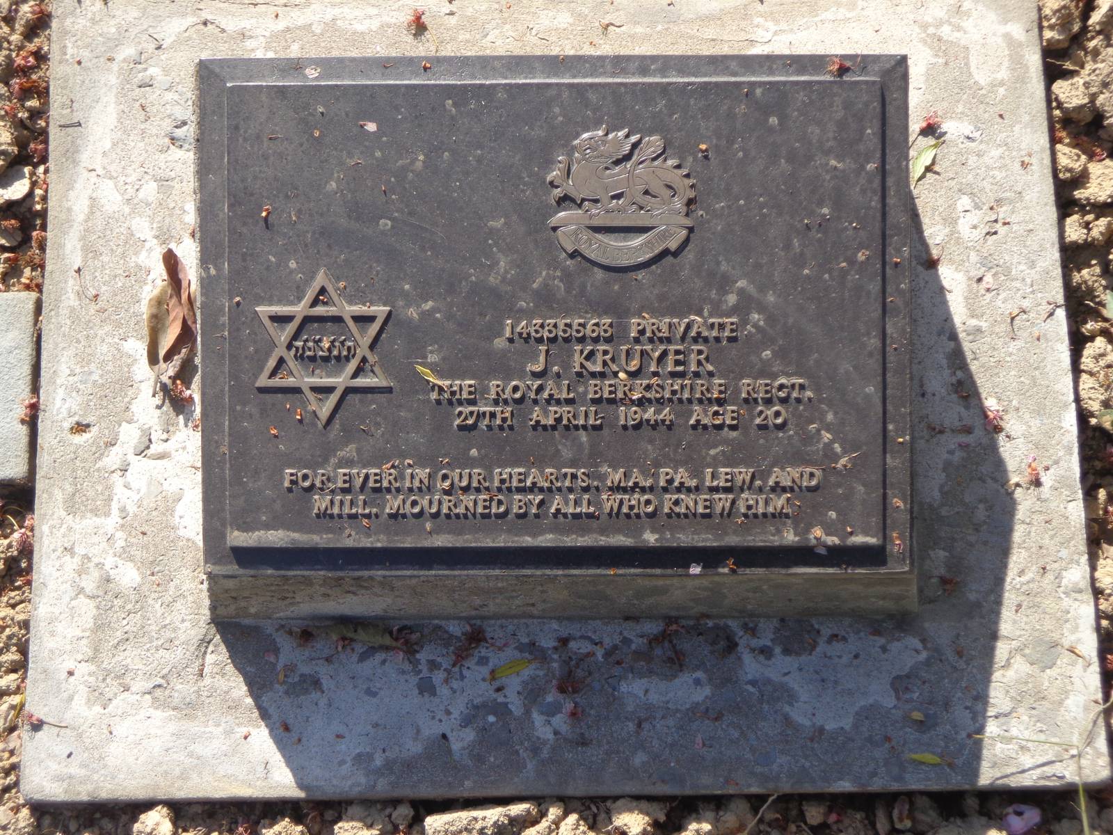 The only Jewish grave in the cemetery.