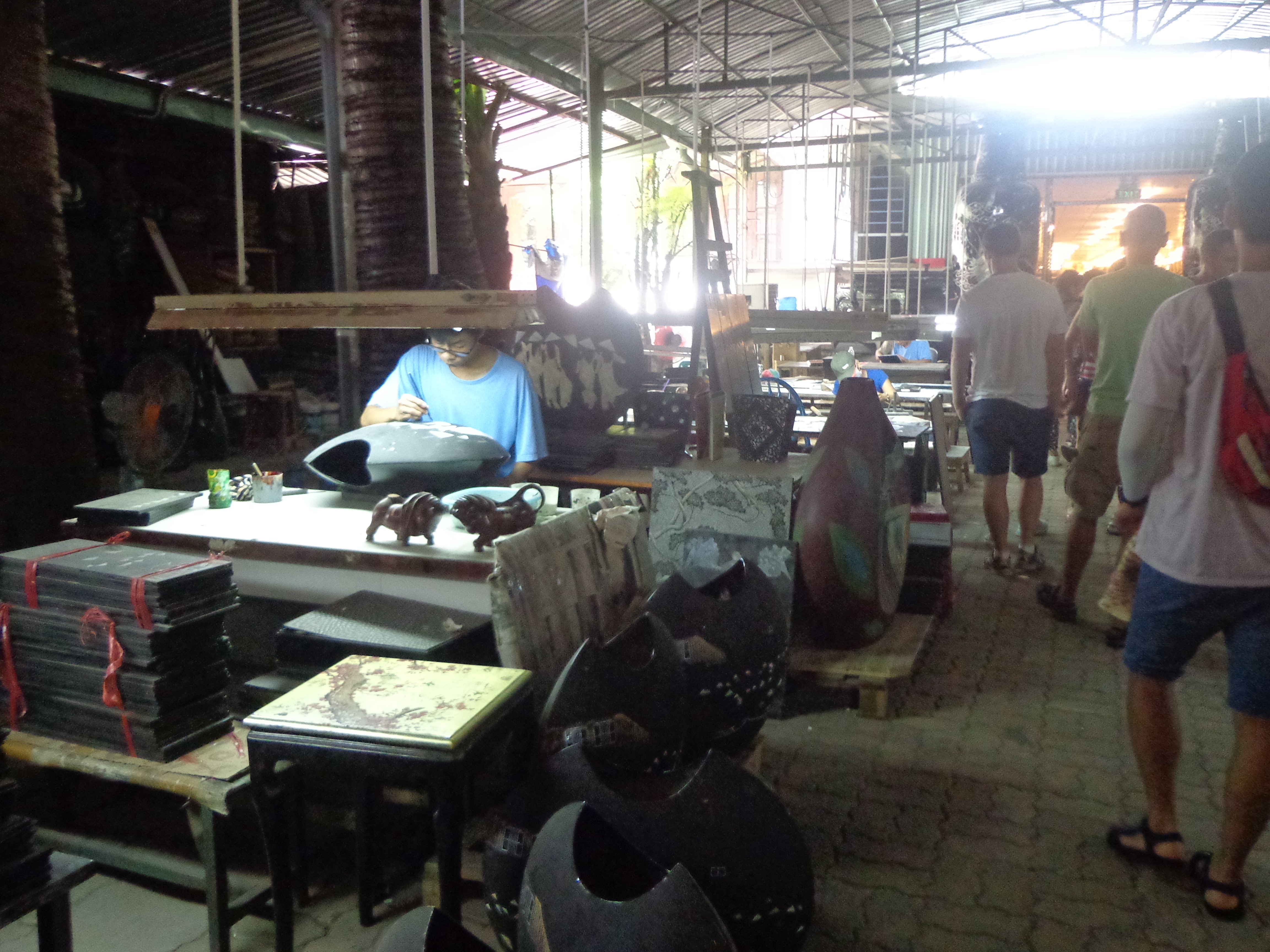 A lot of people work to create art pieces and handicrafts.