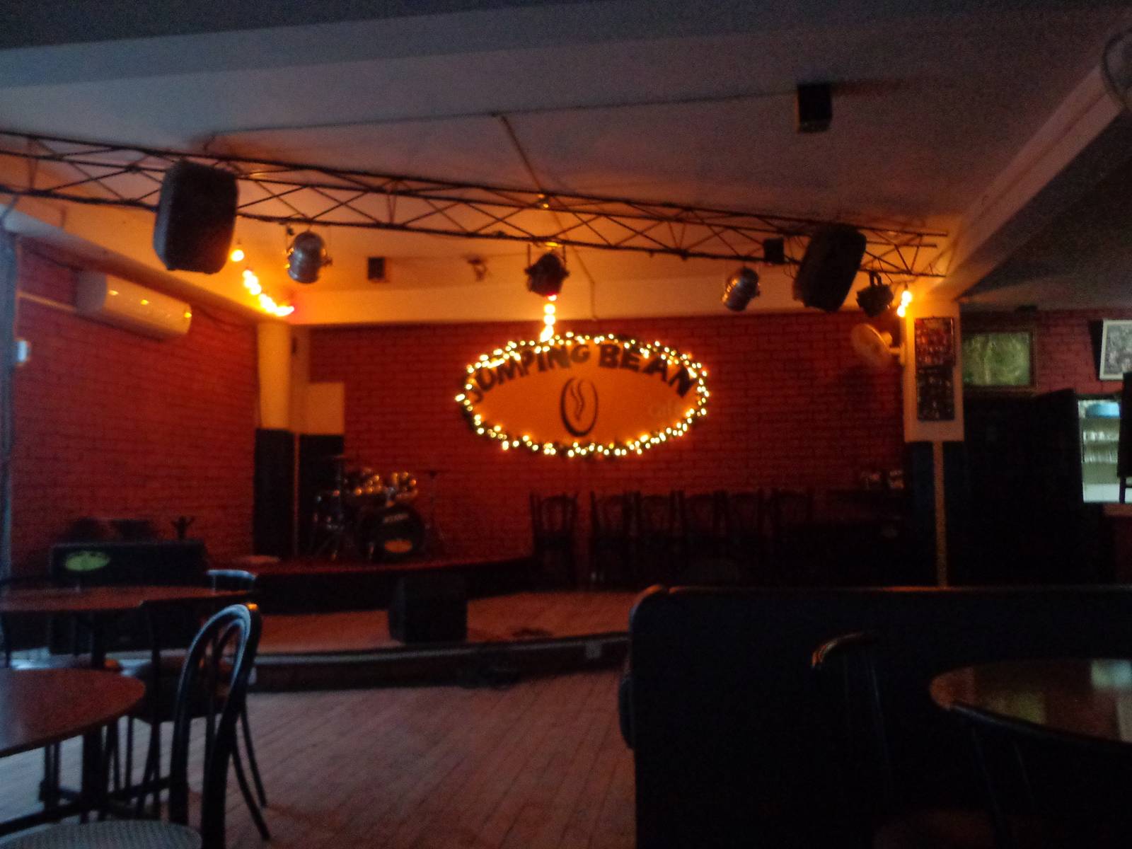 The stage at Jumping Bean Cafe.