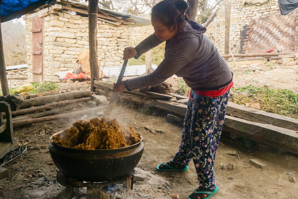 This is how maize is boiled before the fermentation process to create baang-chhang or aarak.