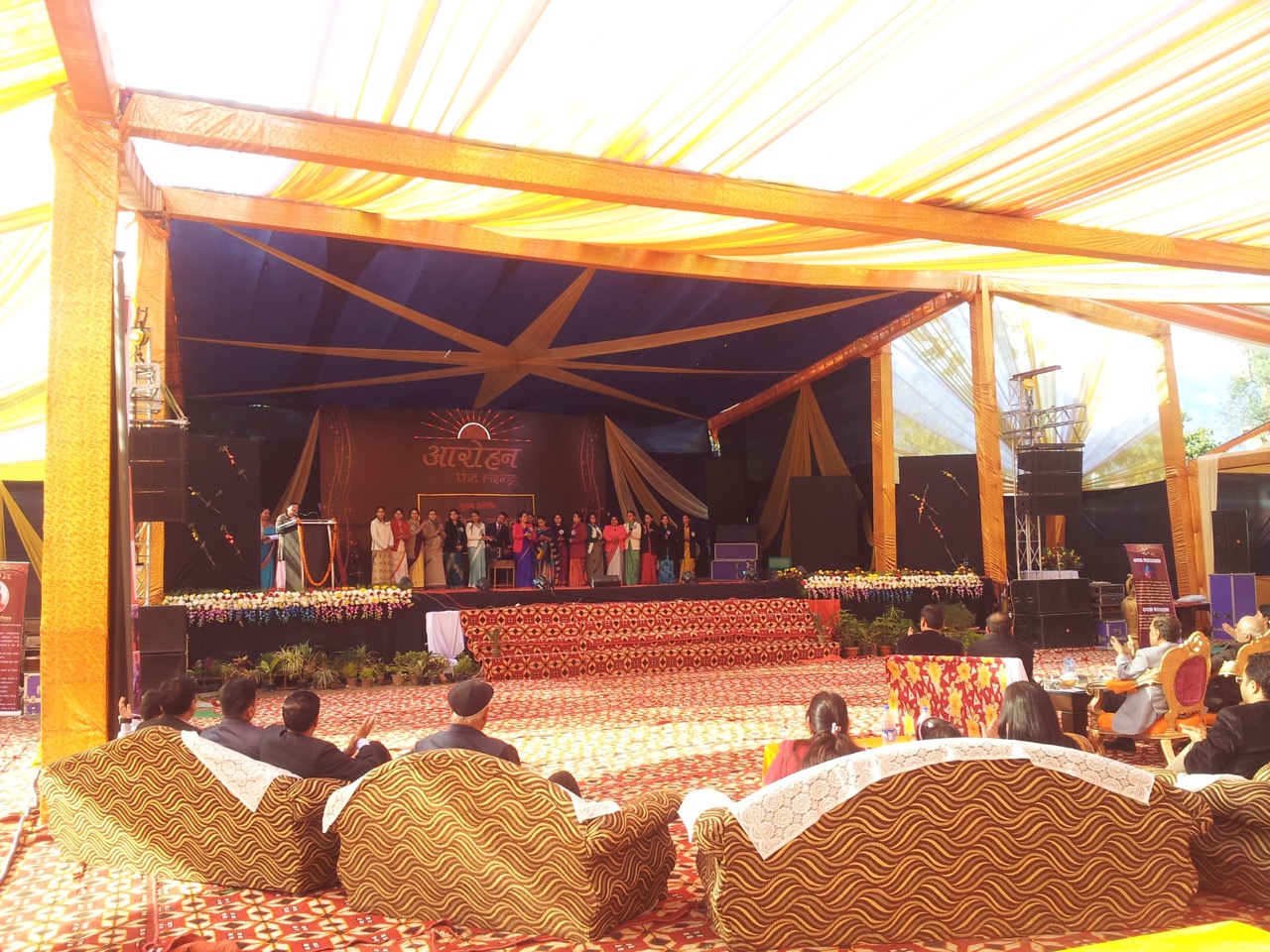 The lady on the left was giving a vote of thanks. The others followed it with a song.