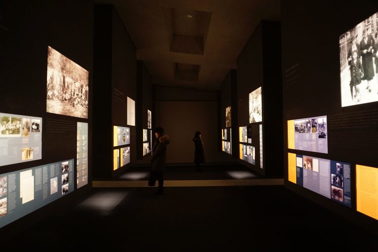 The room of families where each column bore the stories of families.