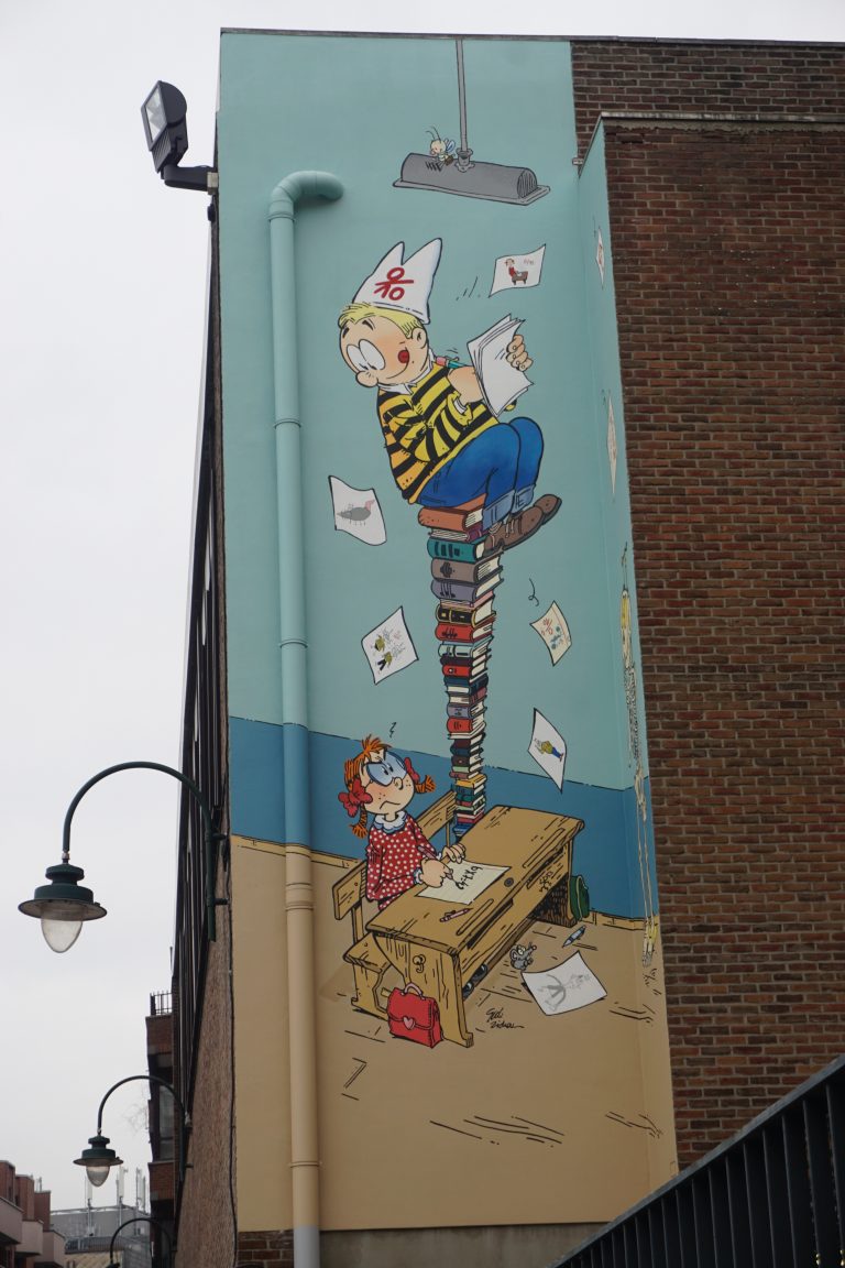 Ducoboo (Zidrou and Godi). The talking skeleton is not clearly visible because of the perspective.