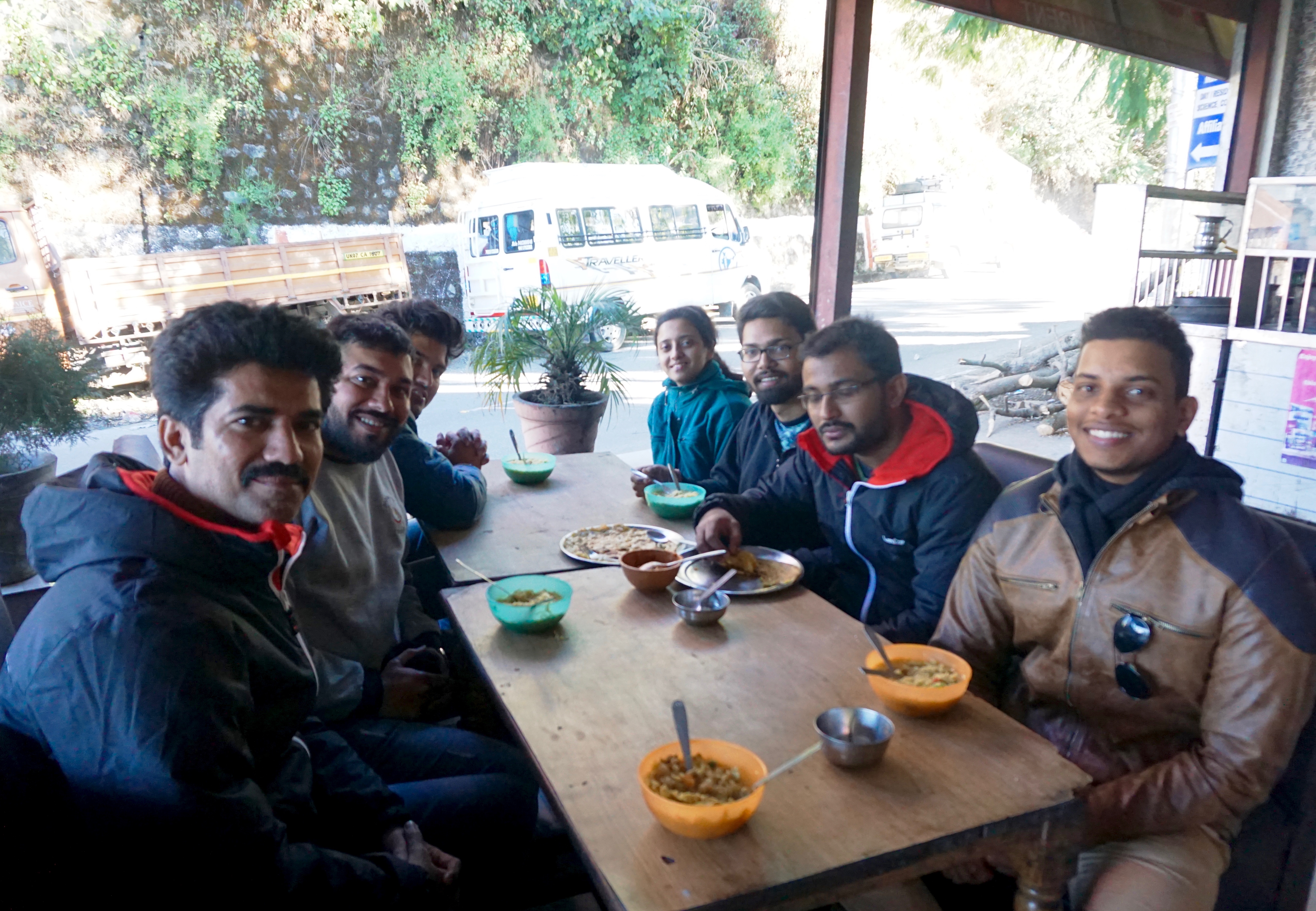 Our group enjoying some Maggi and parathas.