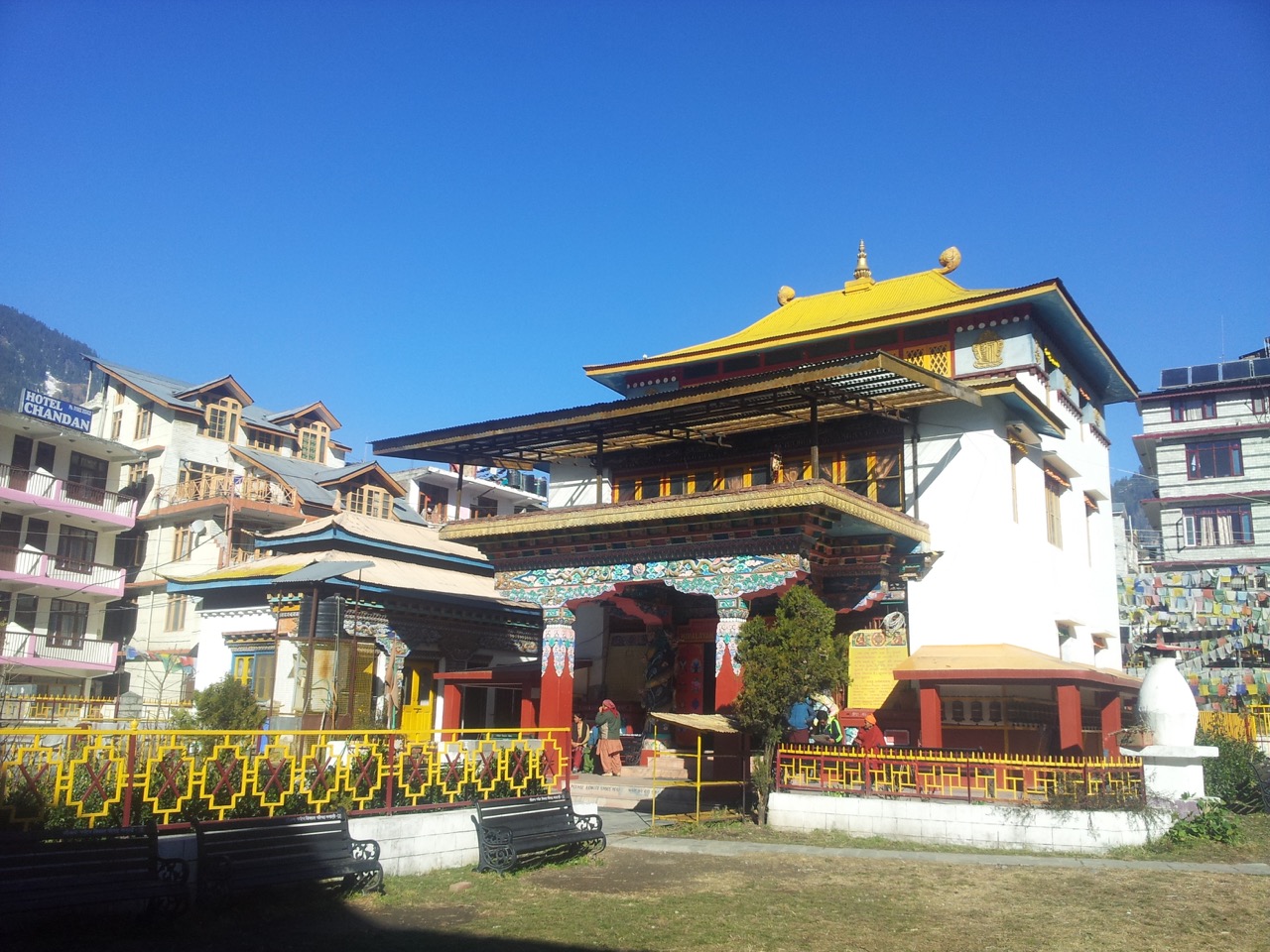 The Himalayan Buddhist Monastery. A Bengali guy runs the lodging inside the monastery. He has put up signboards in Bengali all around the place.