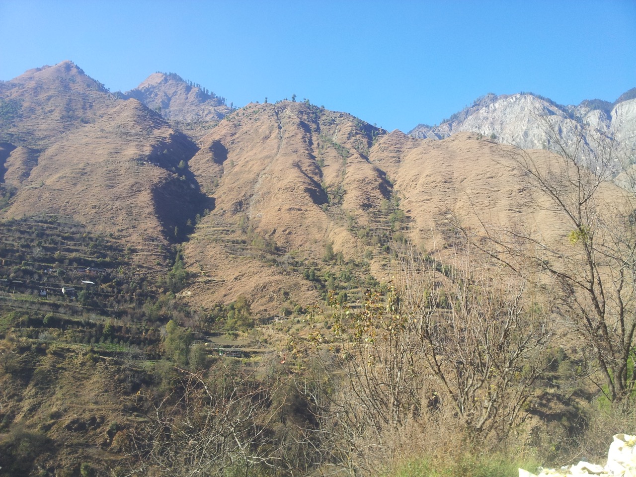 The barren rocks of Parvati Valley.