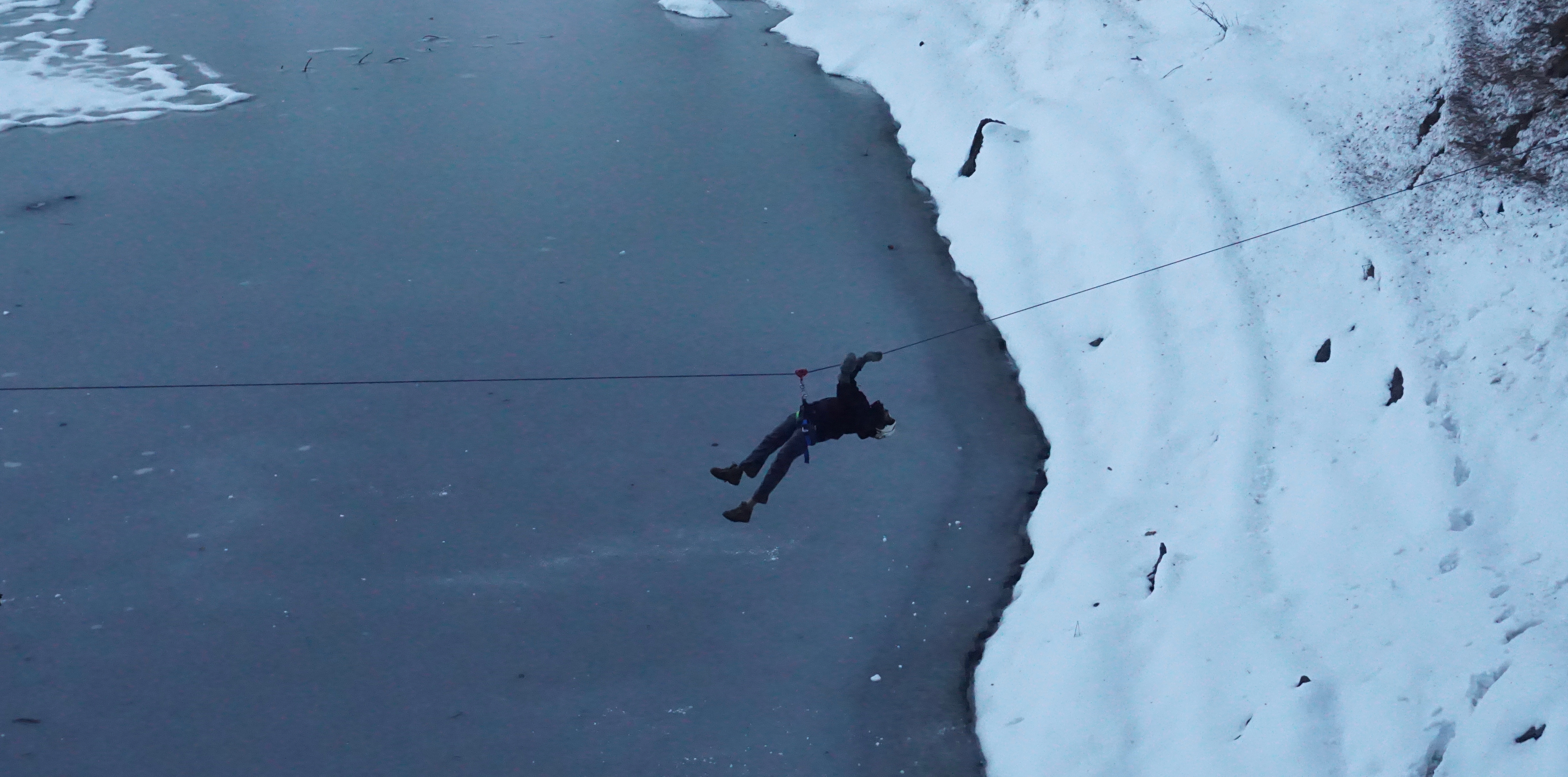 A group was being instructed on river crossing at JKT.