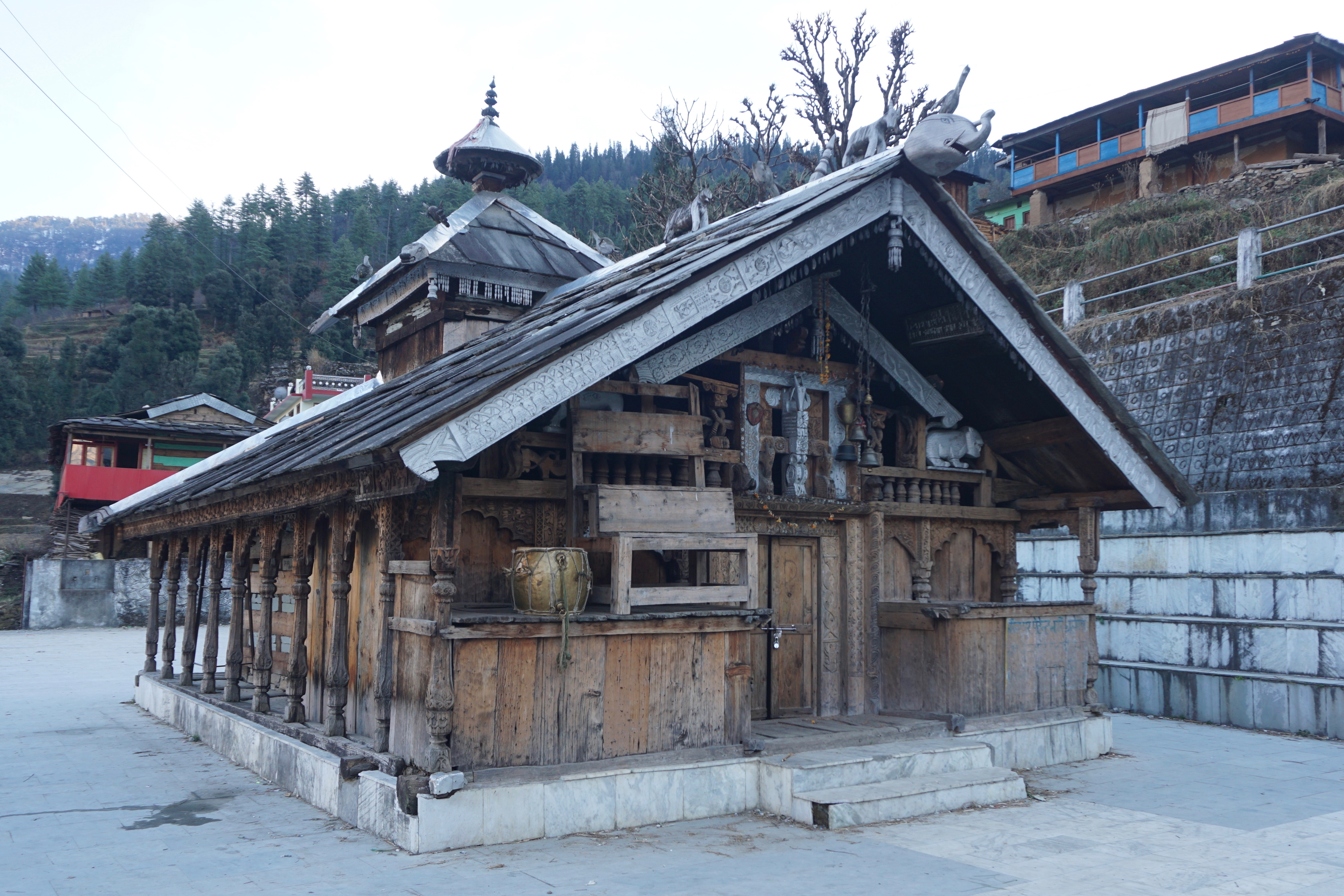 While we were waiting for our cab to arrive, me and Shubhajit visited this temple in Sankri village.