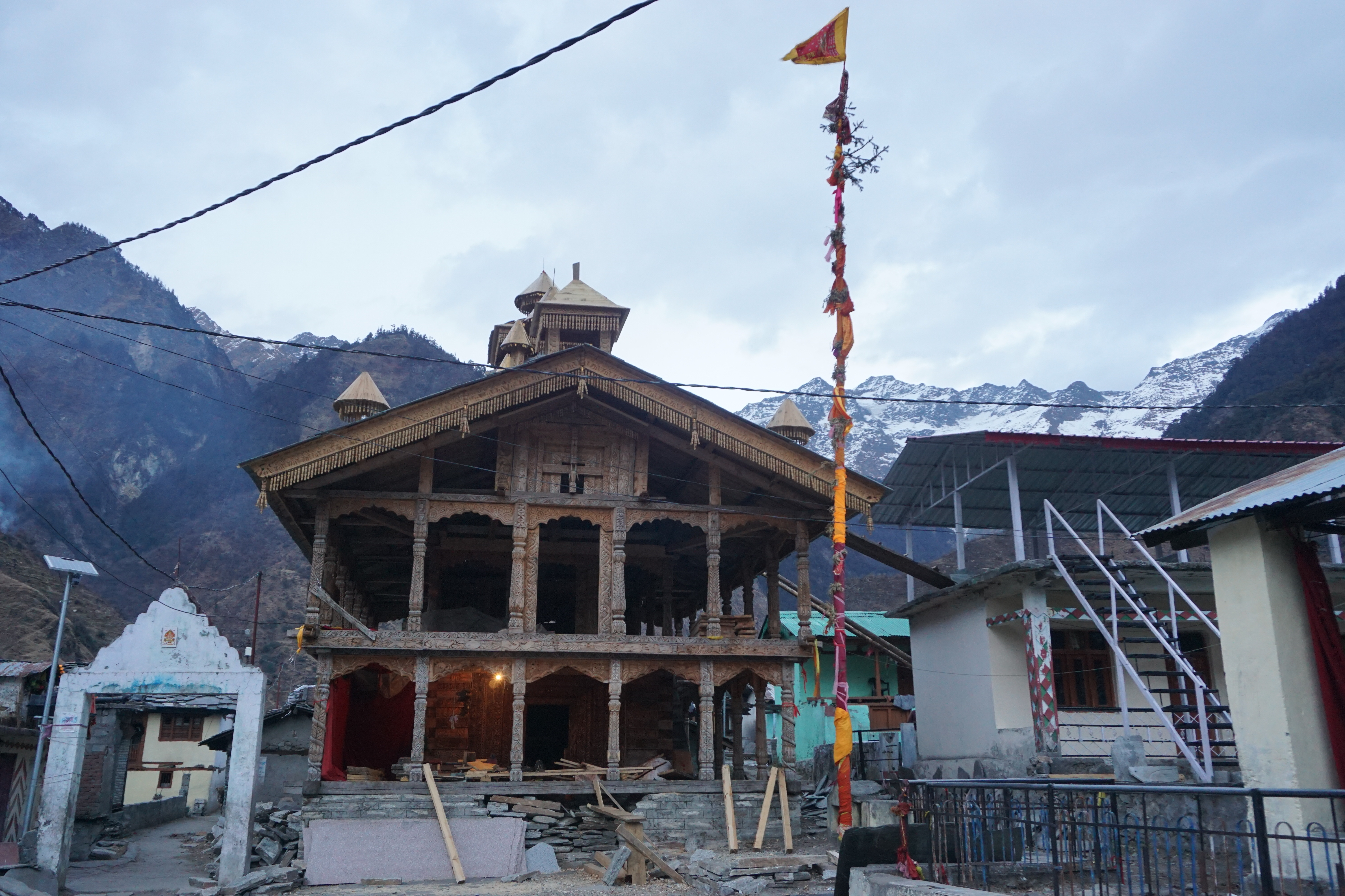 The new Shani temple, nearing completion.