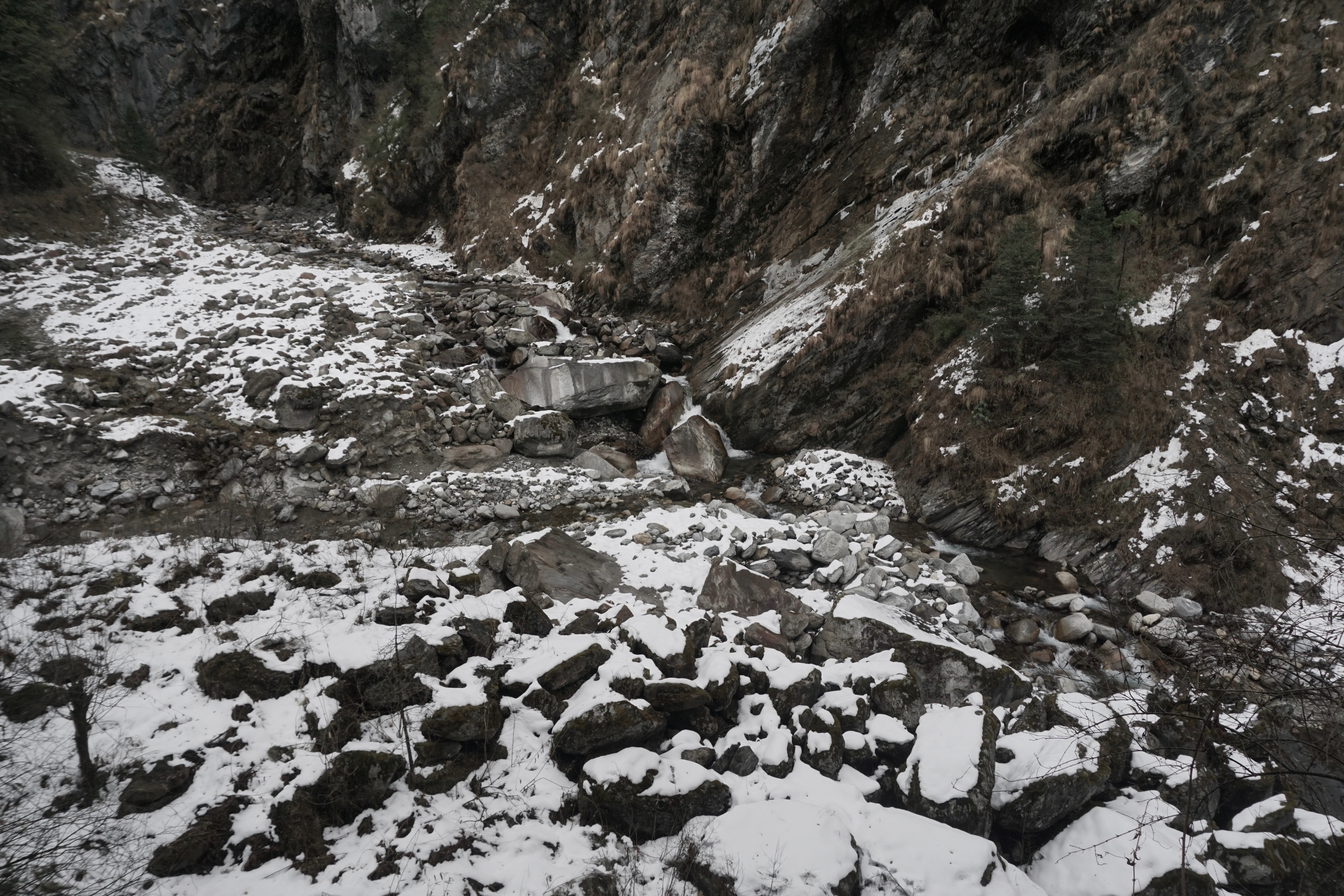 Snow covered Yamuna riverbed.
