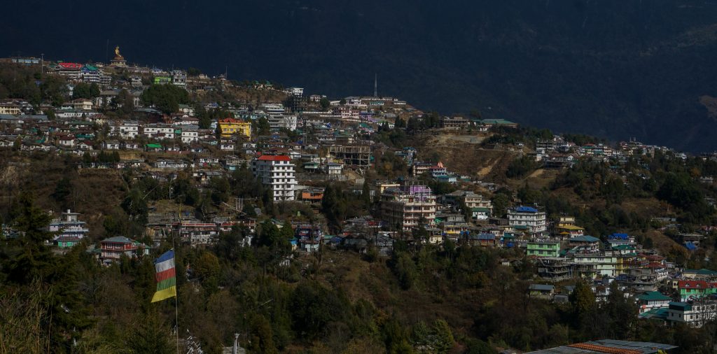 A view of Tawang town from the monastery.