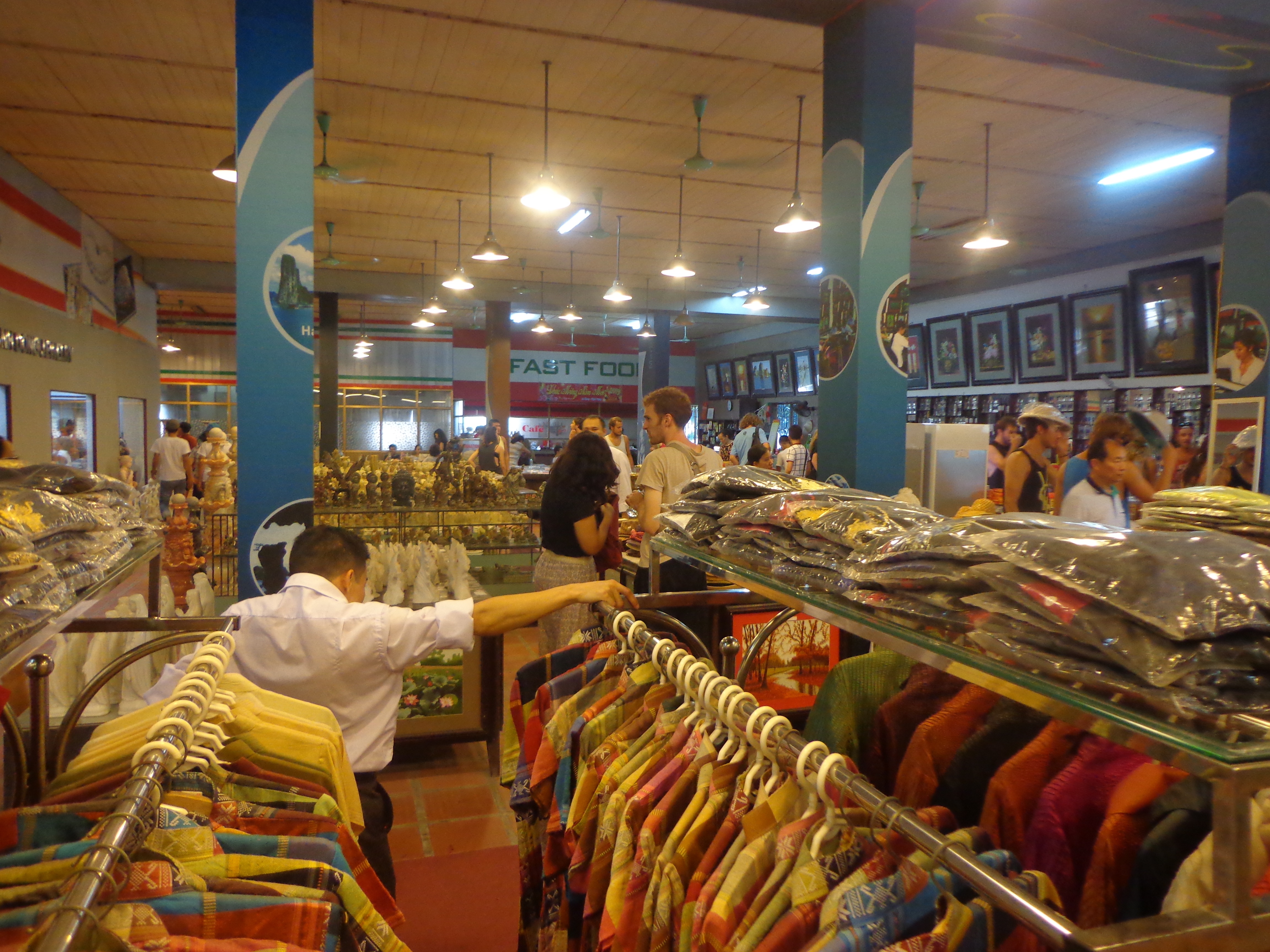 This rest stop sells a lot of stuff - clothing, paintings, crockery, etc. Judging by the price and the items, these are strictly for tourists.