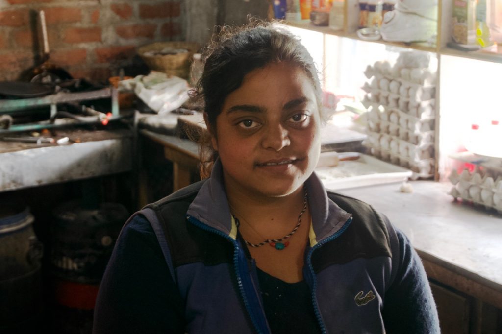 Golu, the owner of the small restaurant near Kalpa bus stand. I had Aloo Parathas for breakfast and a thali for lunch at her place.