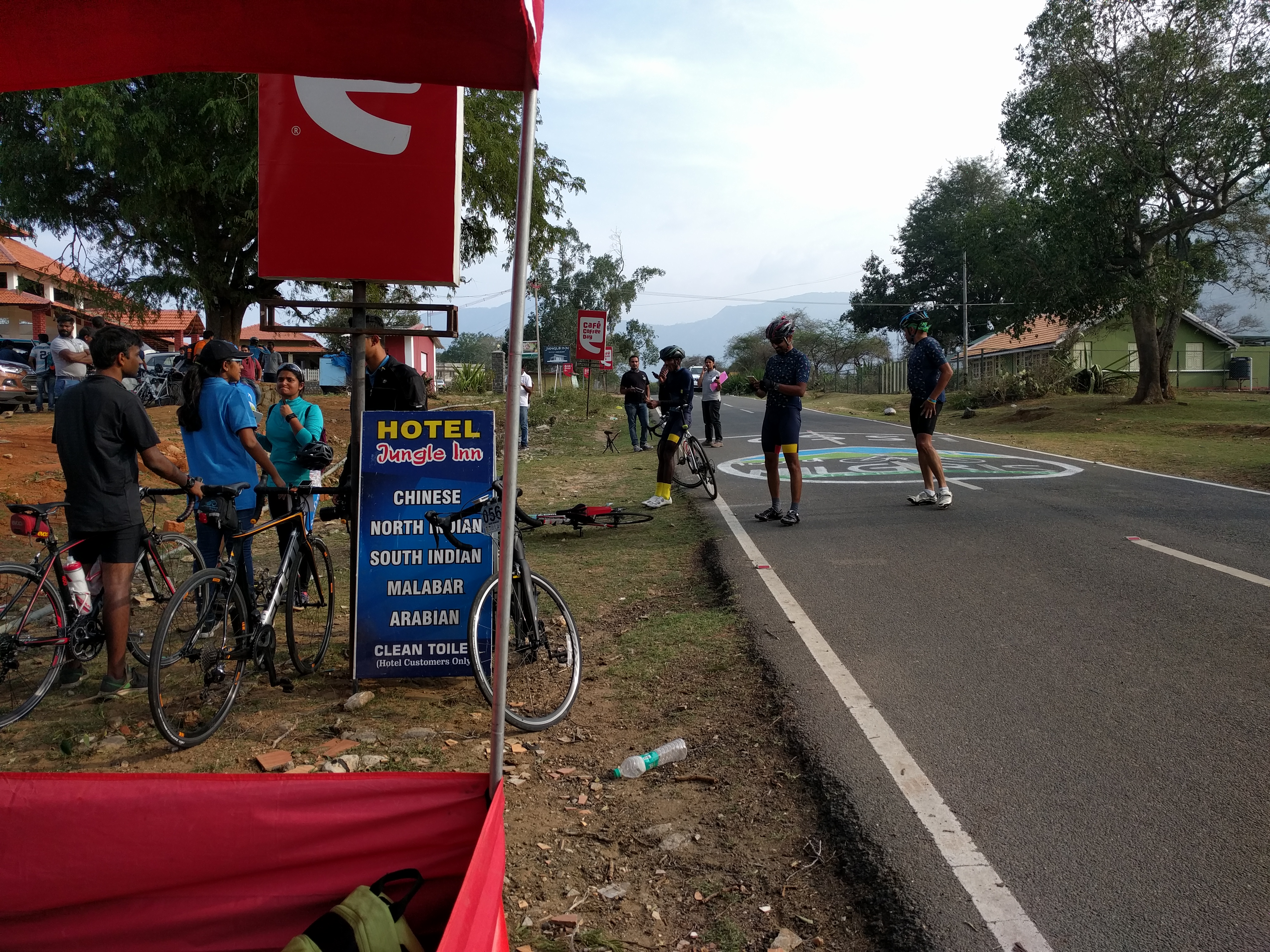 Support station at the base of the climb. Station 3 was after 9 kms and station 4 after another 7. That&rsquo;s how demanding the climb is.