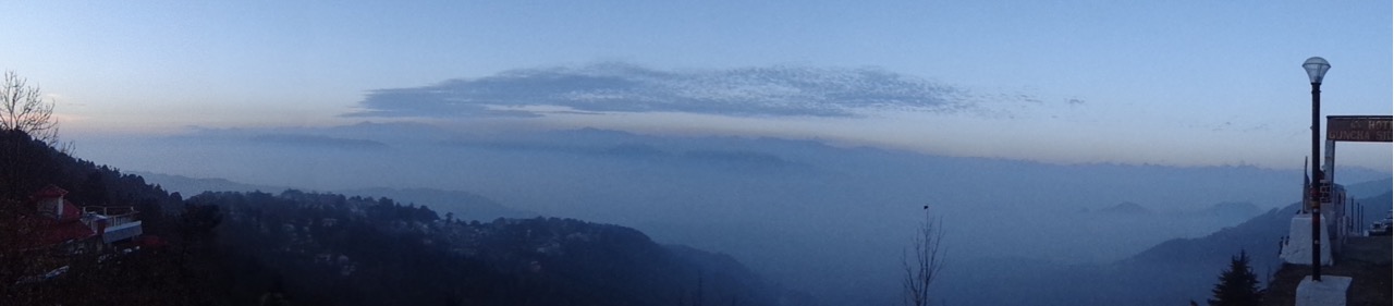 The snow clad peaks of Himalayas were visible from the road that runs between the bus stop and GPO.