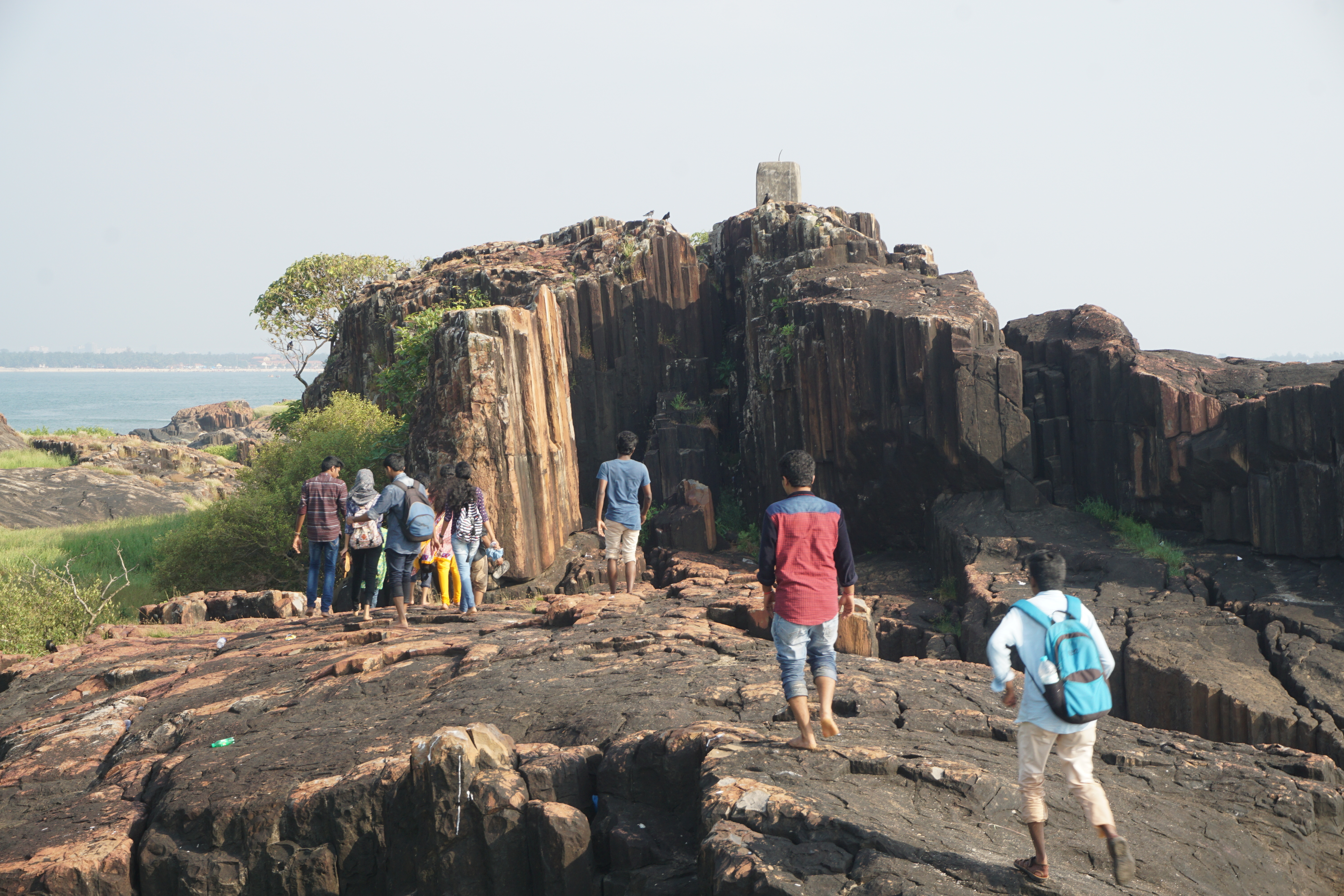 The concrete marker is the highest point of the island.