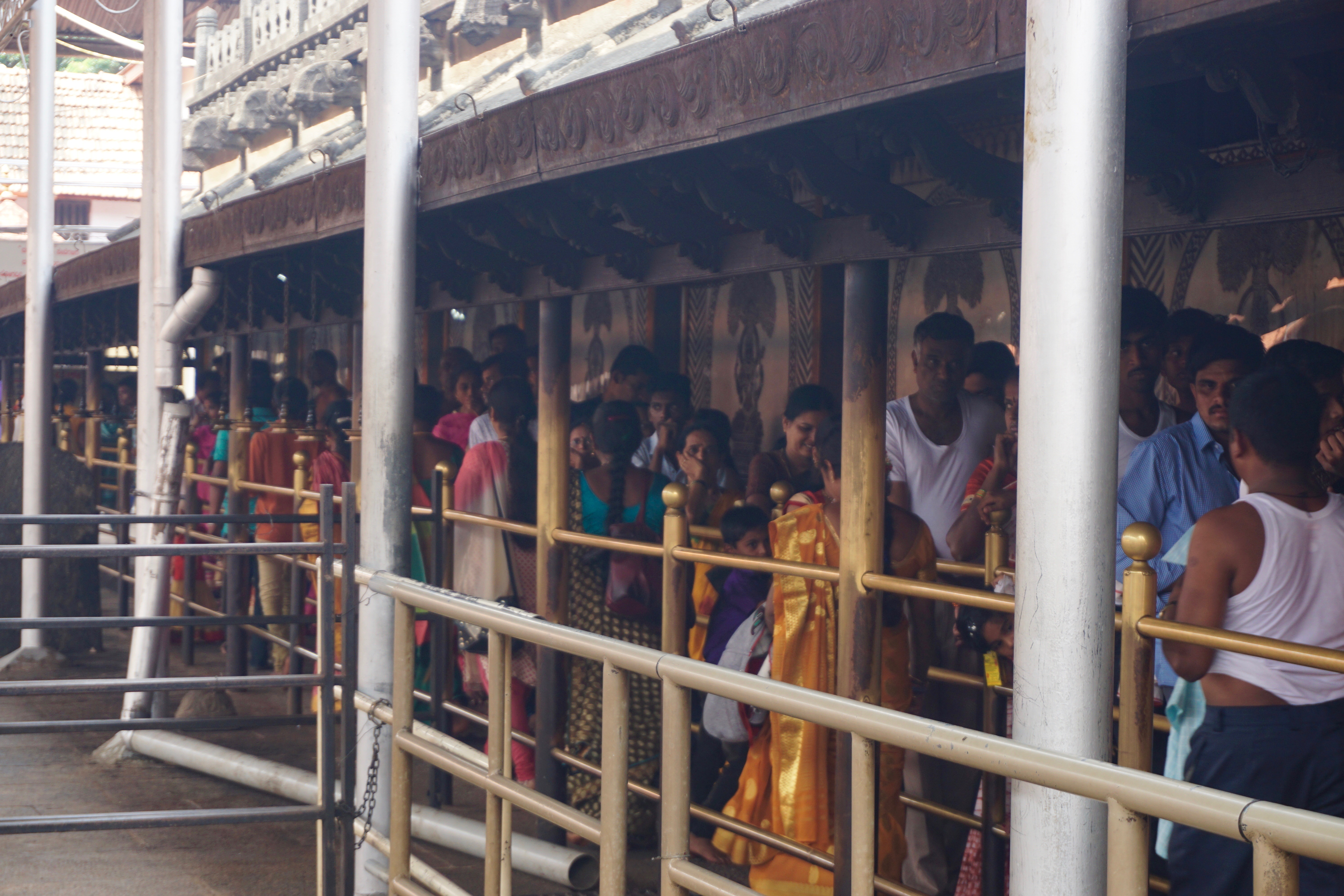 The queue wrapped itself around the temple