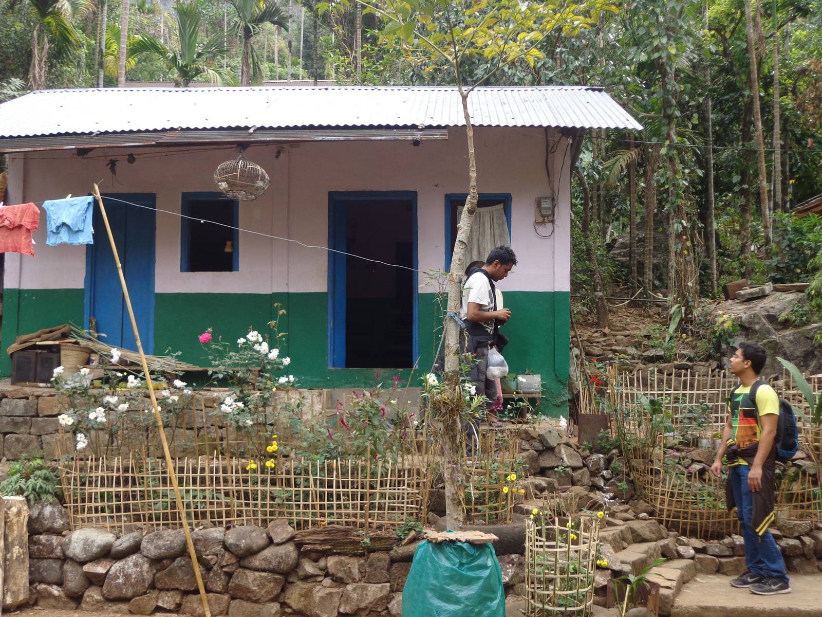 The first living root bridge is located at Nongthymmai. This house in the village collects a nominal entry fee.