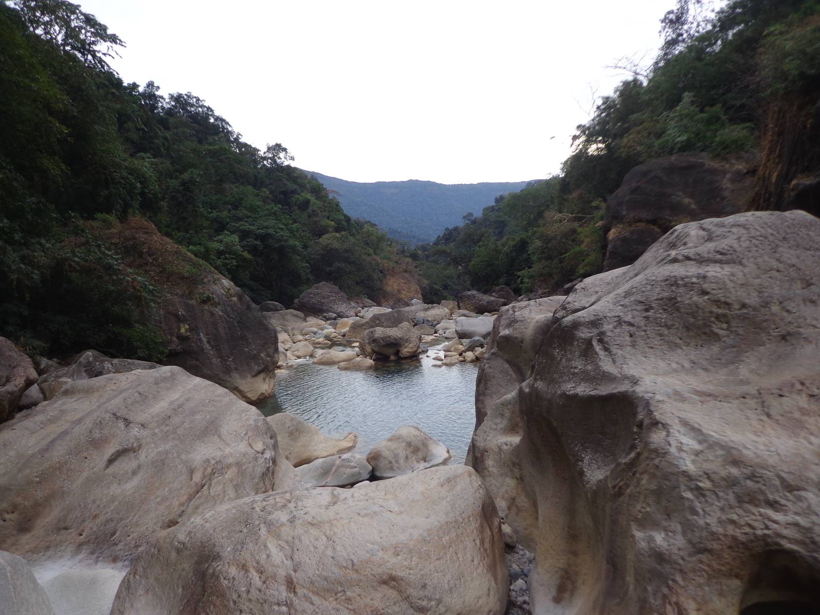 During monsoon, the valley turns violent. These massive rocks have water gushing over them.