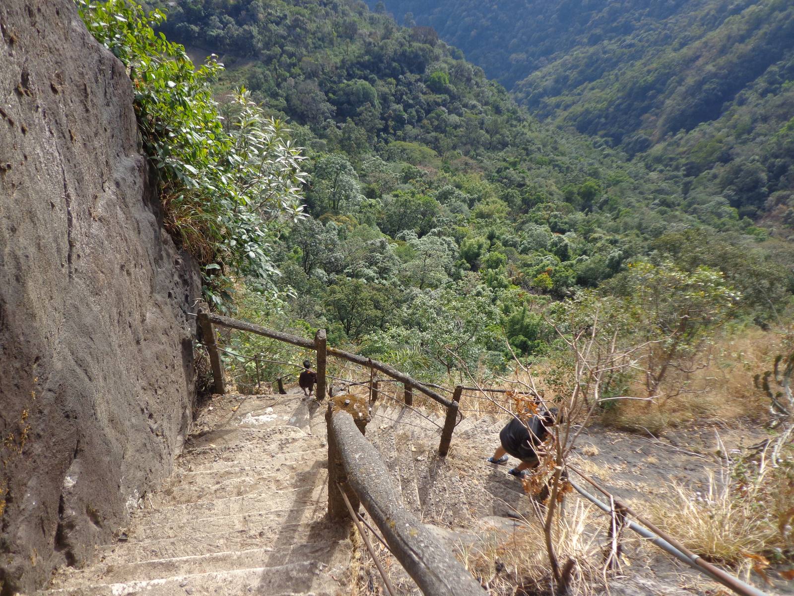 The steep and narrow stairs. I took this picture while descending.