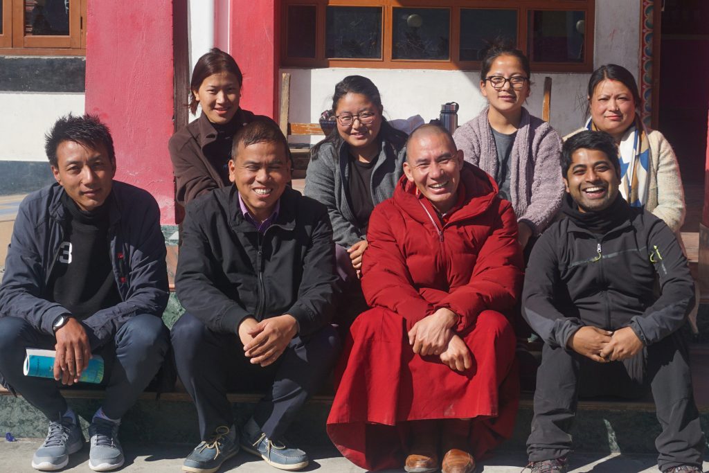 The teachers of Manjushree. The one on the right of Lama Thupten is the headmaster—Amar Gurung.