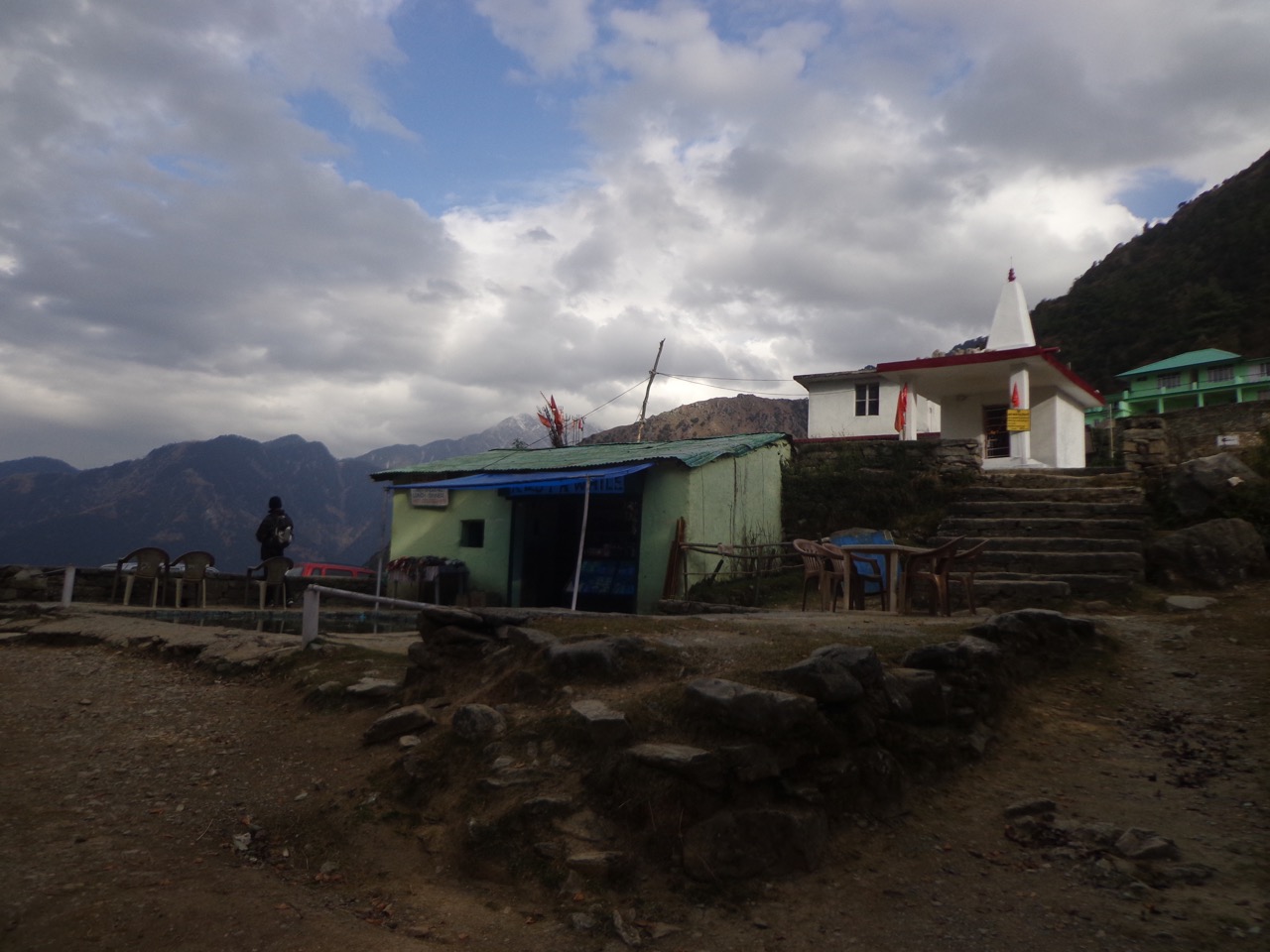 Galudevi temple and the tea stall.