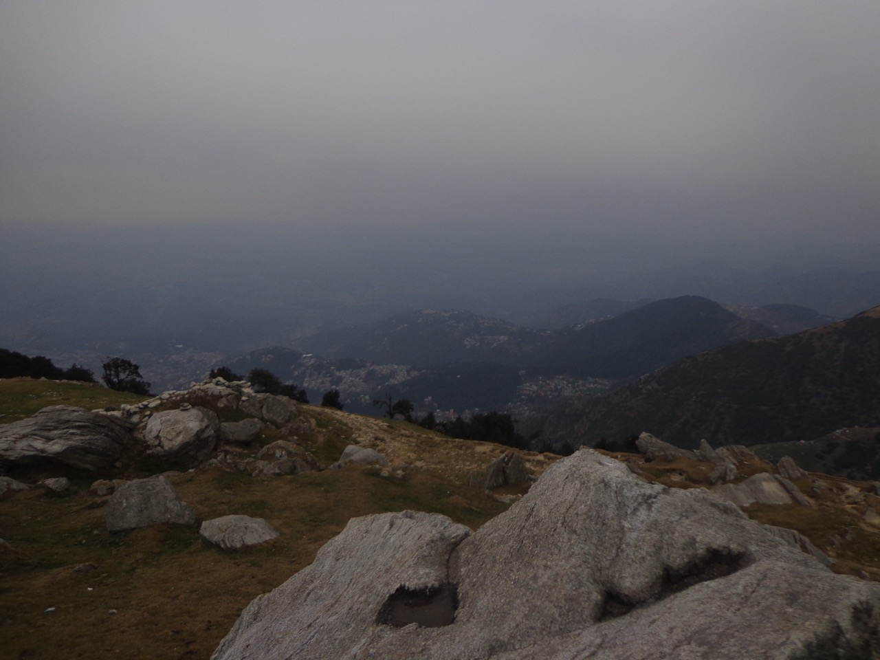 Dharamshala region looks tiny from Triund.