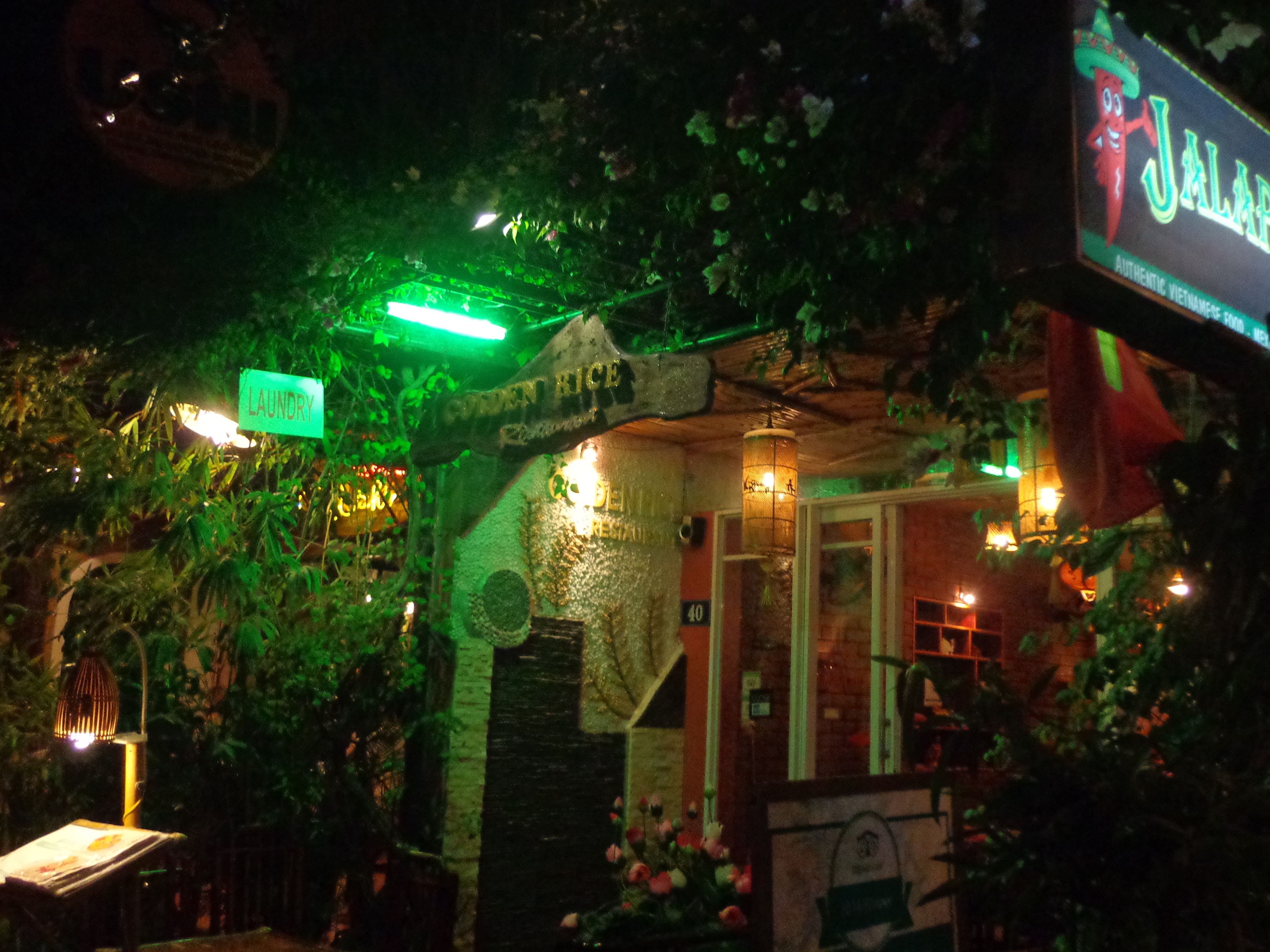 Golden Rice restaurant is easy to miss amidst the visual chaos.