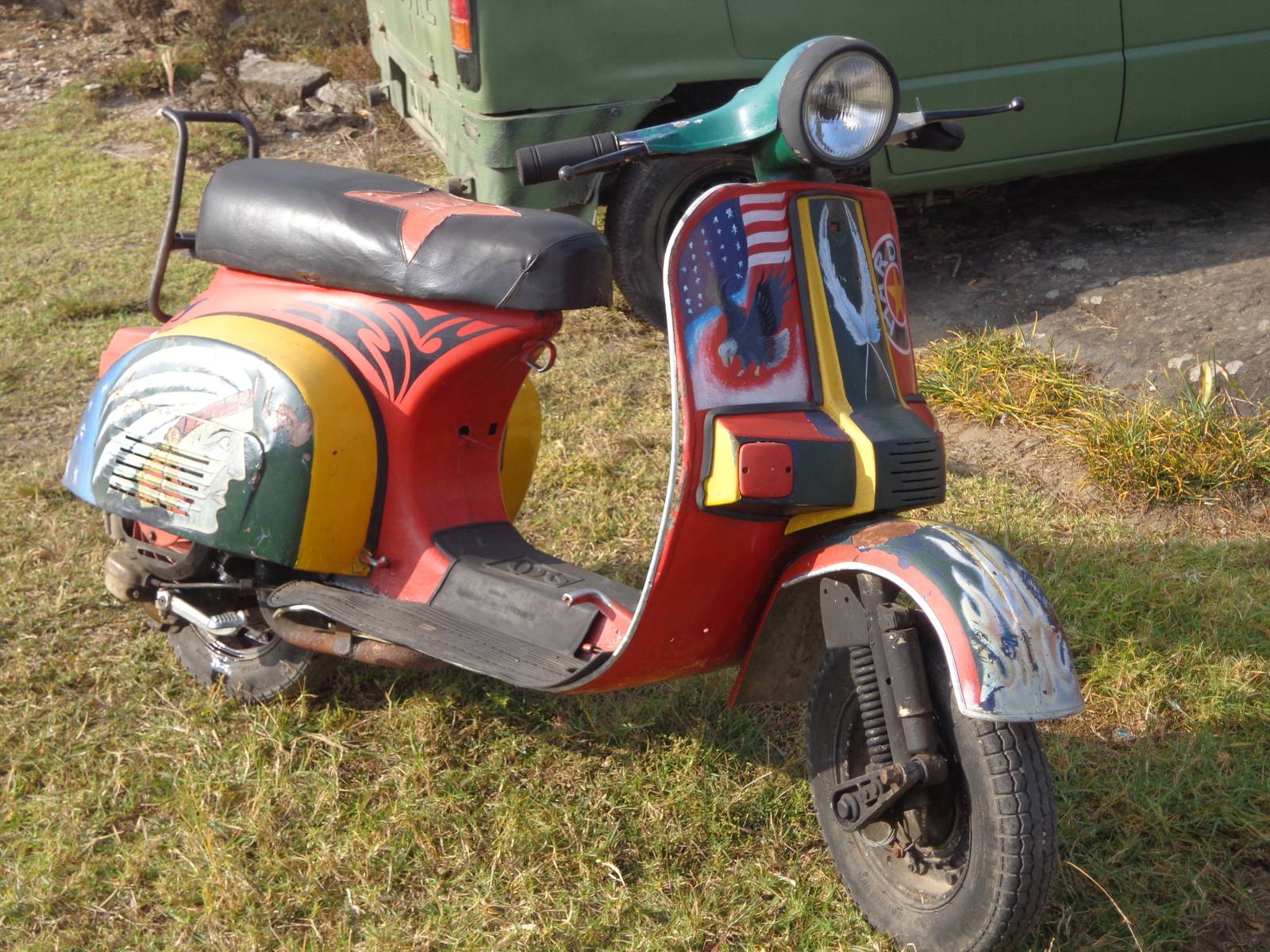 Heprit&rsquo;s scooter is as colourful as him.