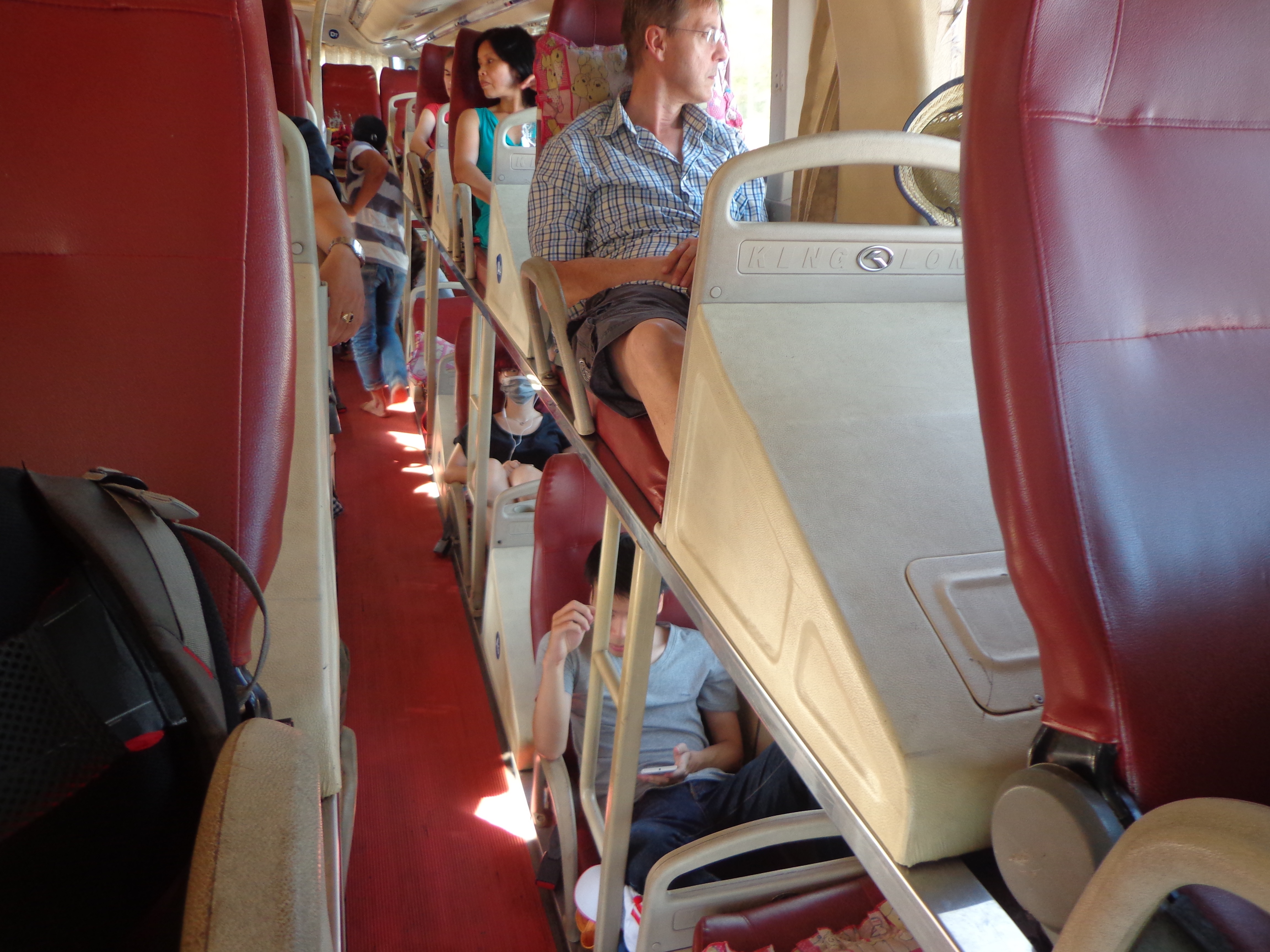 The bus had a reclining seat arranged in a double decker fashion.