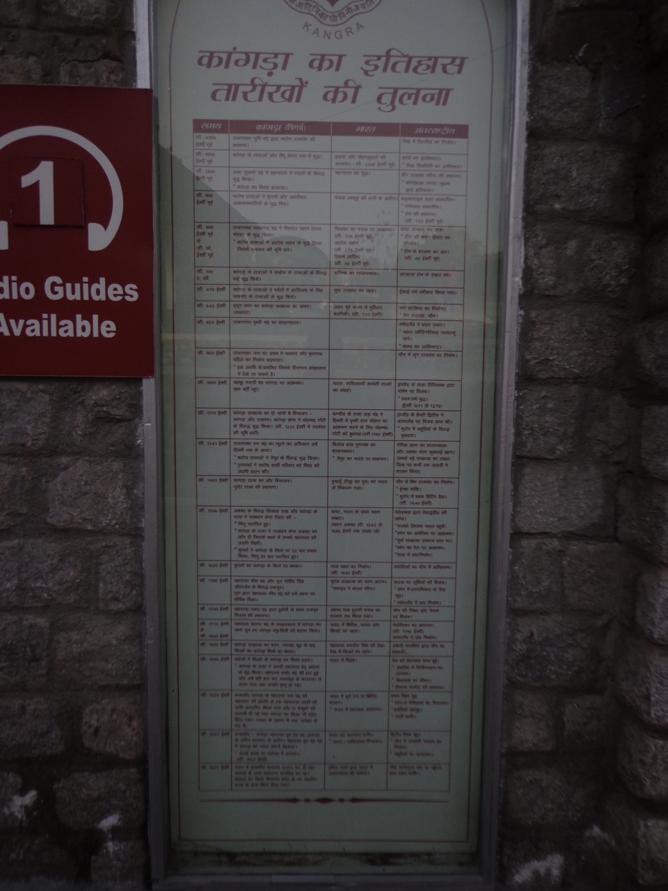 The history was also available in English but droplets of condensation made reading difficult.