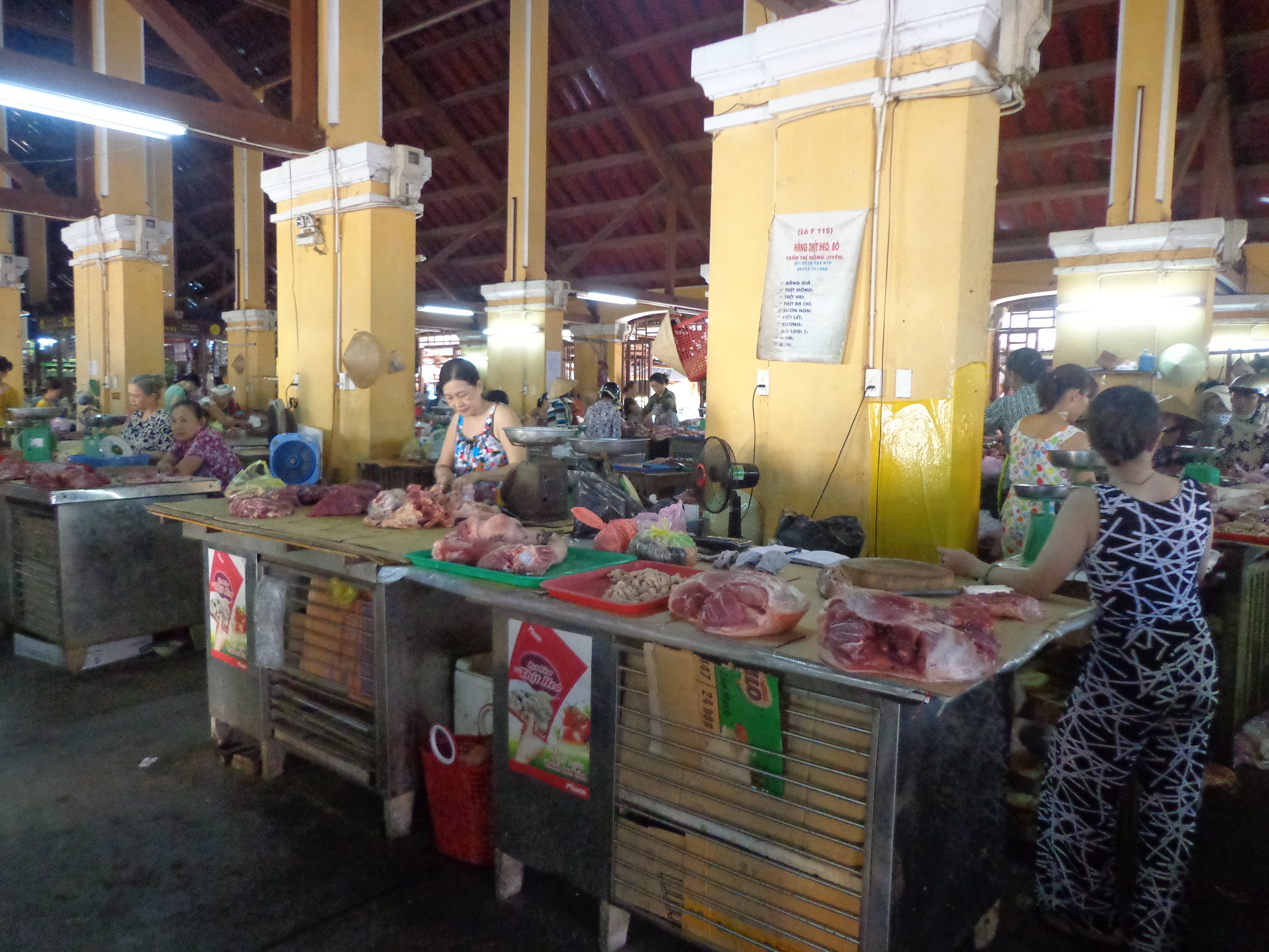 The rear side of the building houses the meat shops.
