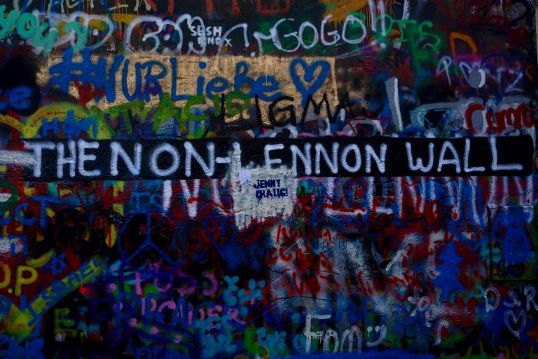 There is also a section where someone has written non-Lennon wall. Few Korean ladies were taking photographs in front of the text.