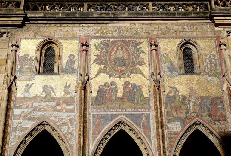 An external mural on St. Vitus Cathedral.
