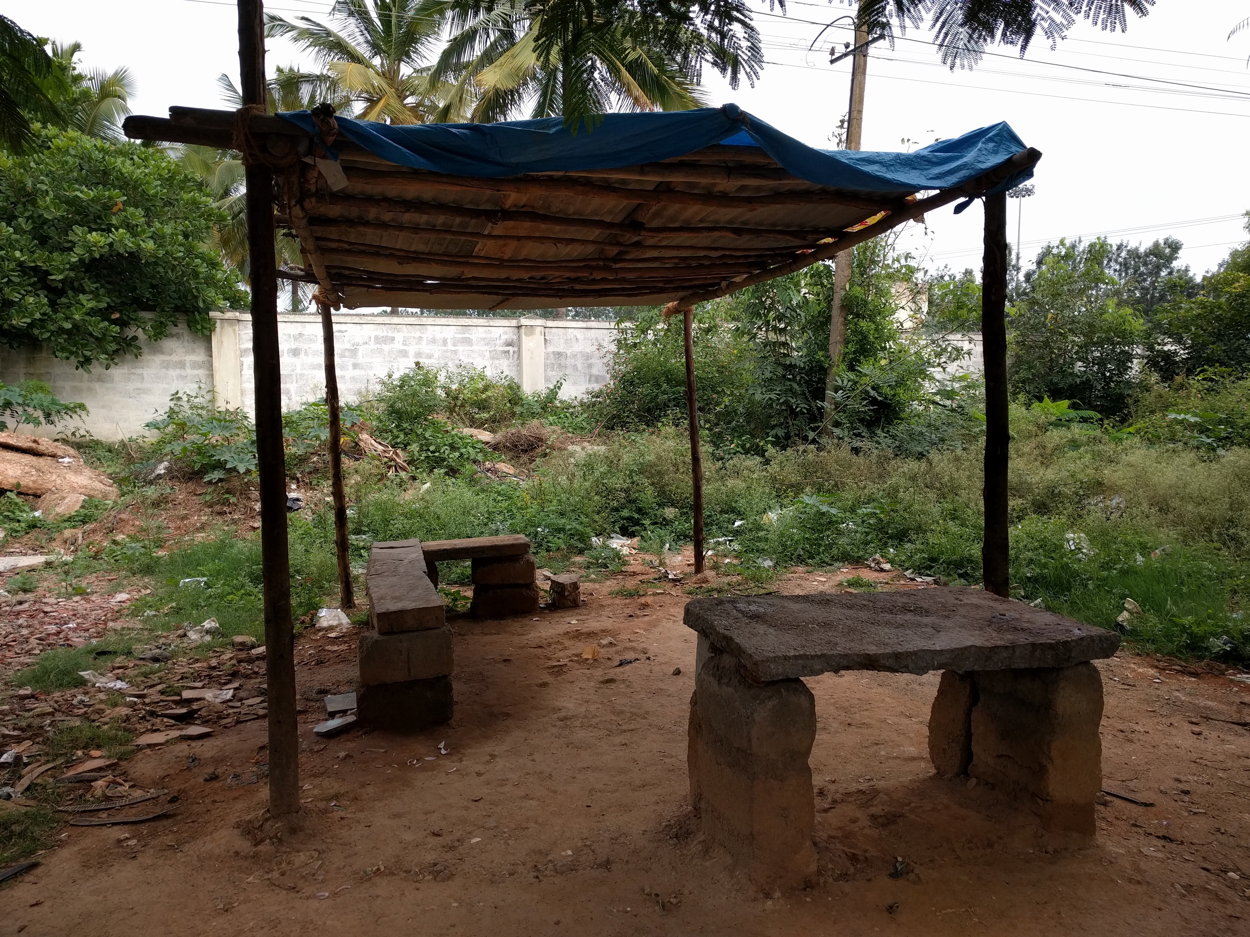 We had our first water break at about 45 mins mark at this strangely abandoned shelter.