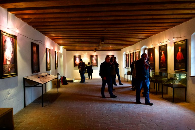 All the thirteen archbishops of Salzburg. The states of the castle during each archbishop’s reign are displayed as 3D plaster models.