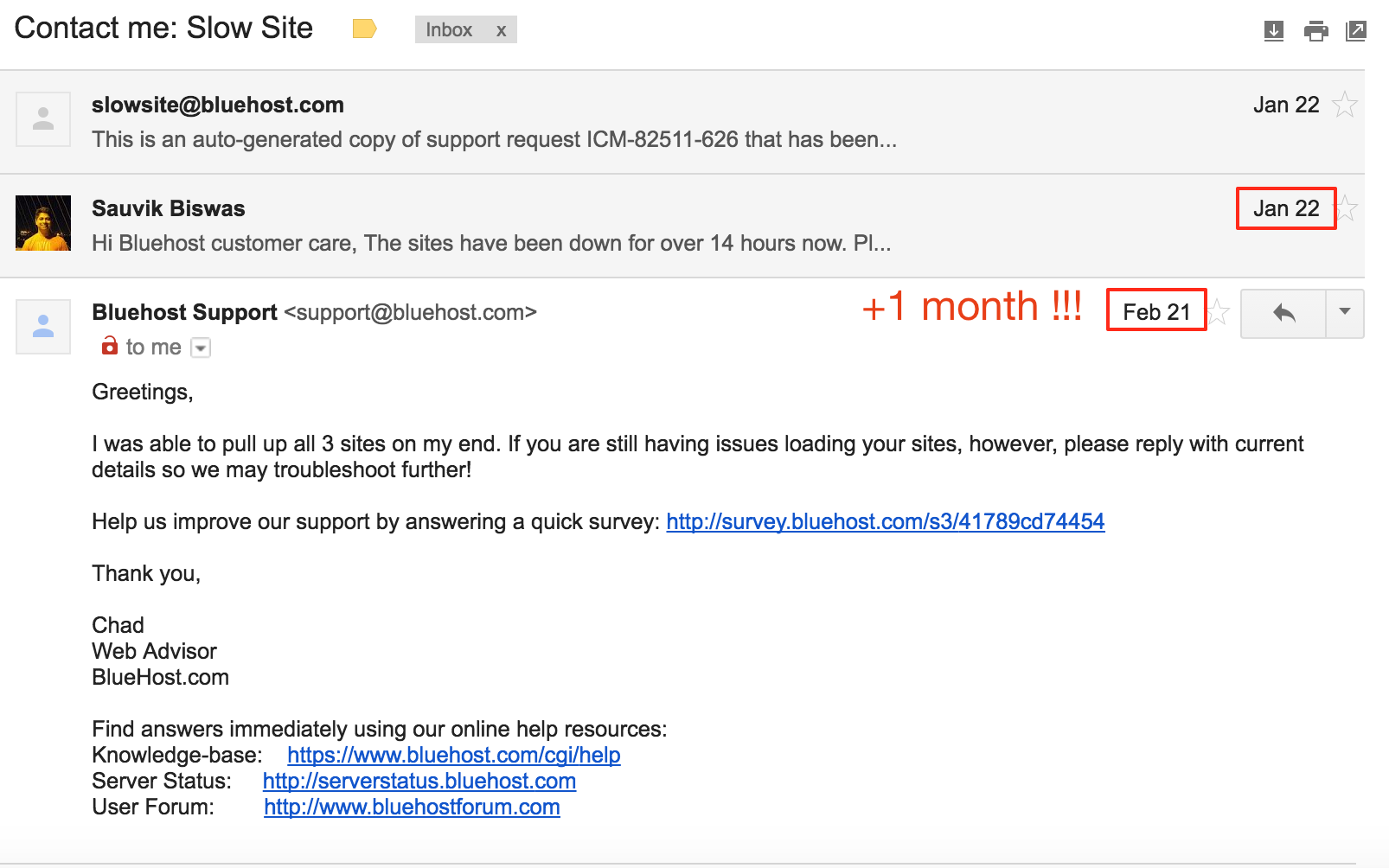 That&rsquo;s one month between escalation and reply.