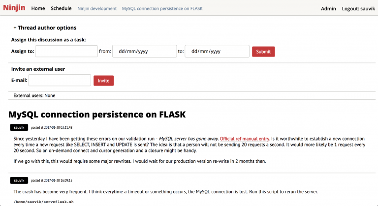 And this is how a single discussion thread looked like. We even put up things that were causing errors.