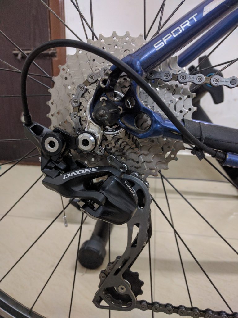 Deore long cage shadow derailleur (RD-M610) and a 11-36 tooth 10 speed cassette (CS-HG50)