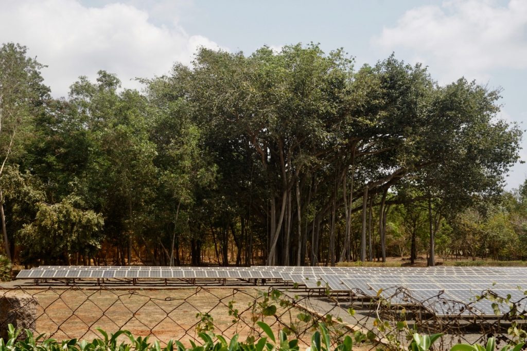 Sustainable development is one of the goals of the township. These were one of the arrays of solar panels that powered the Matrimandir area.