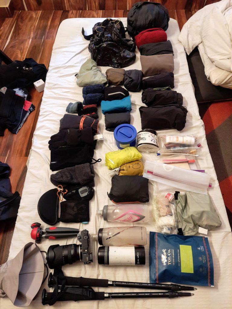 This is all that I carried in my 34 litre Osprey Talon 36 backpack. You can contrast that to all the fluff I had carried in 2008. Back then, I even had an additional smaller bag hung the other way over my chest.