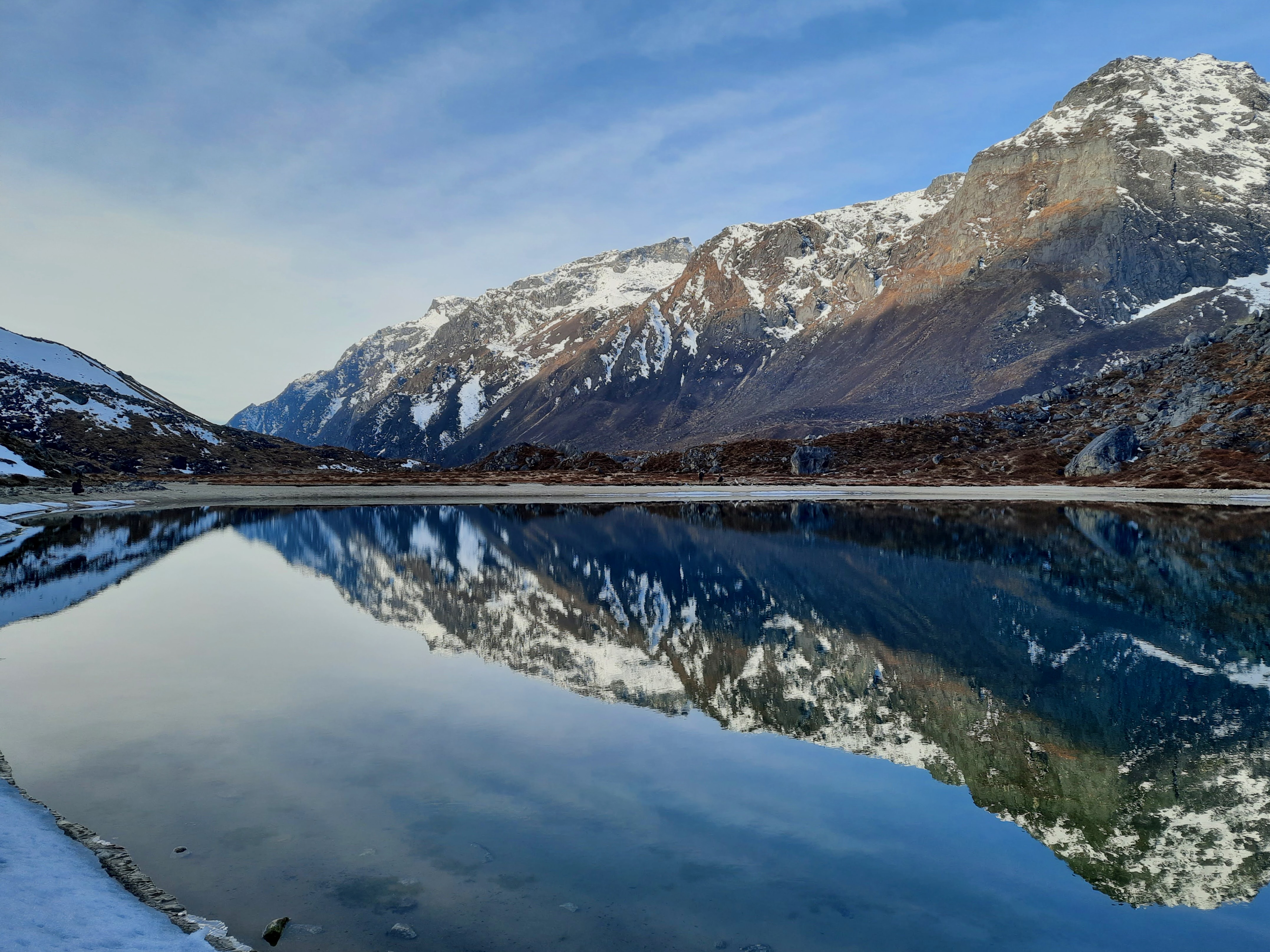 Reflection of the surrounding mountains in Samiti Lake.