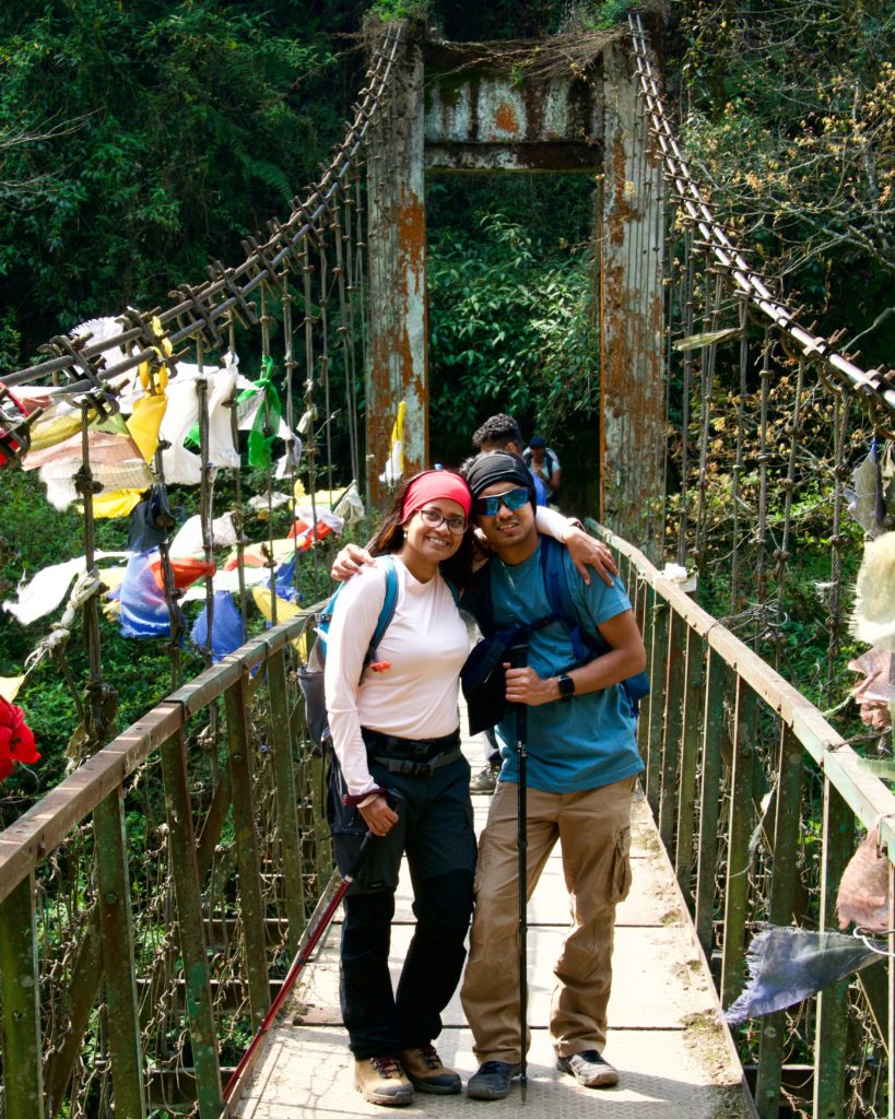 Mumtaz (an entrepreneur from Singapore) and her nephew, Riaz, on the Prek Chu Bridge.